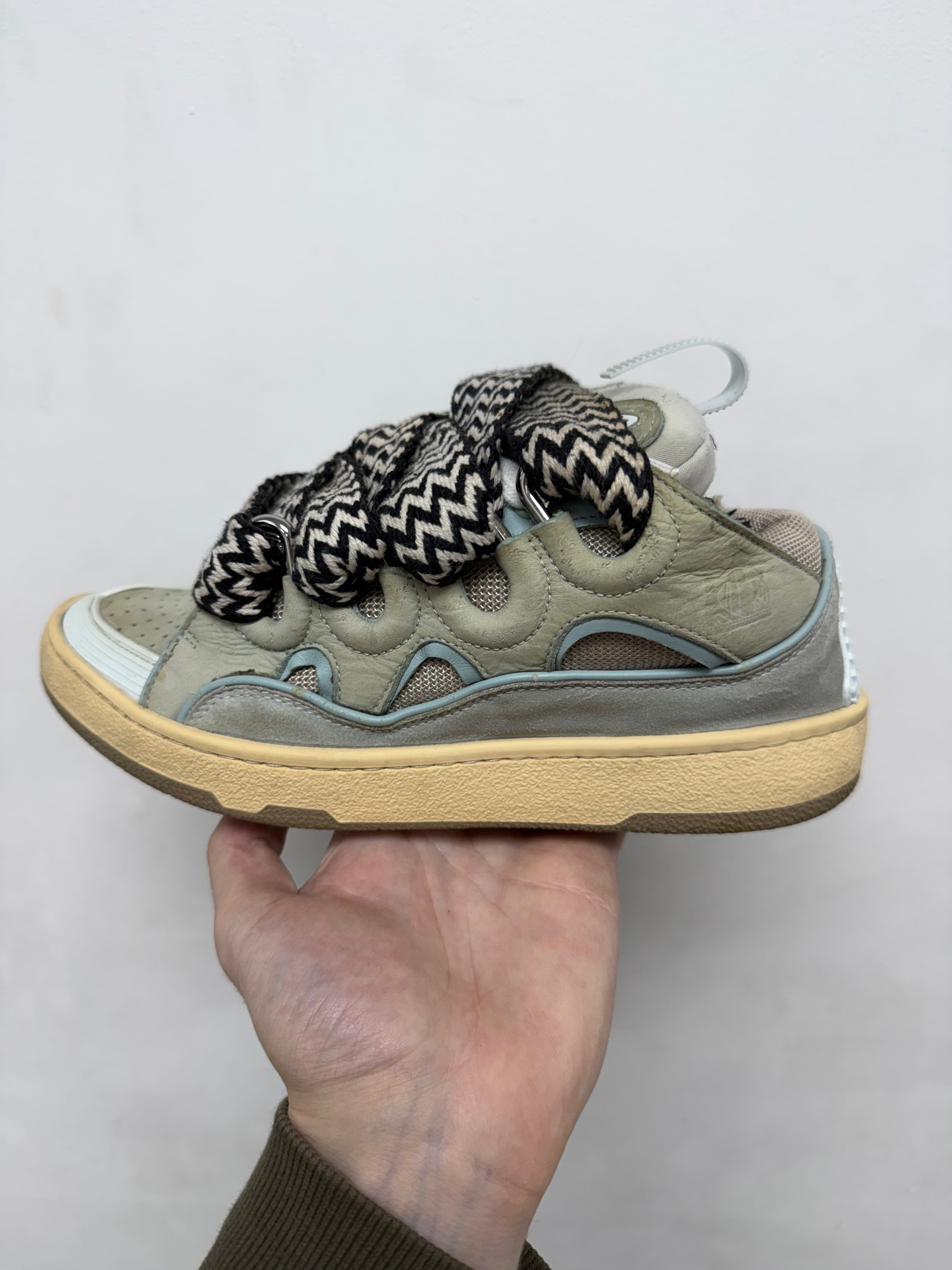 Lanvin Blue Cream Curb Sneakers