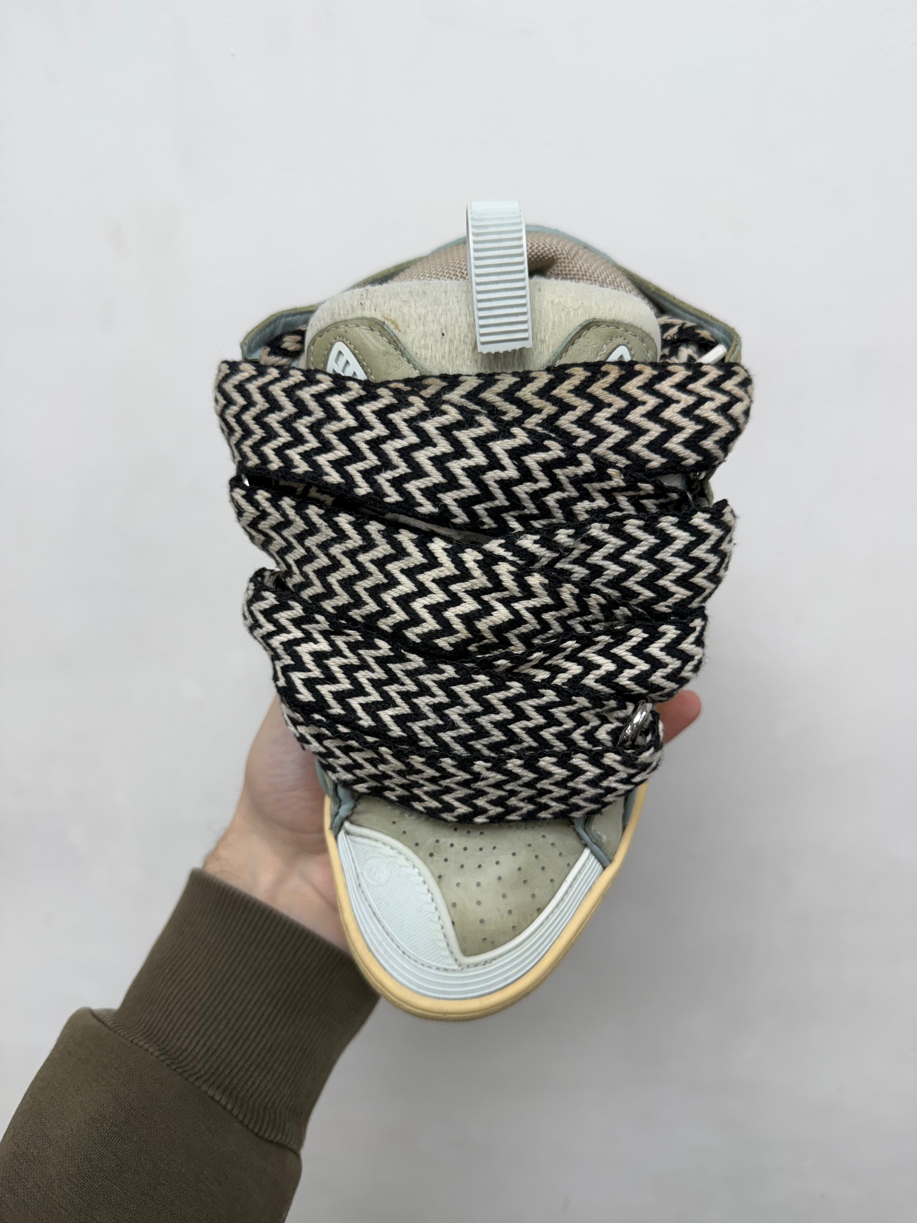 Lanvin Blue Cream Curb Sneakers