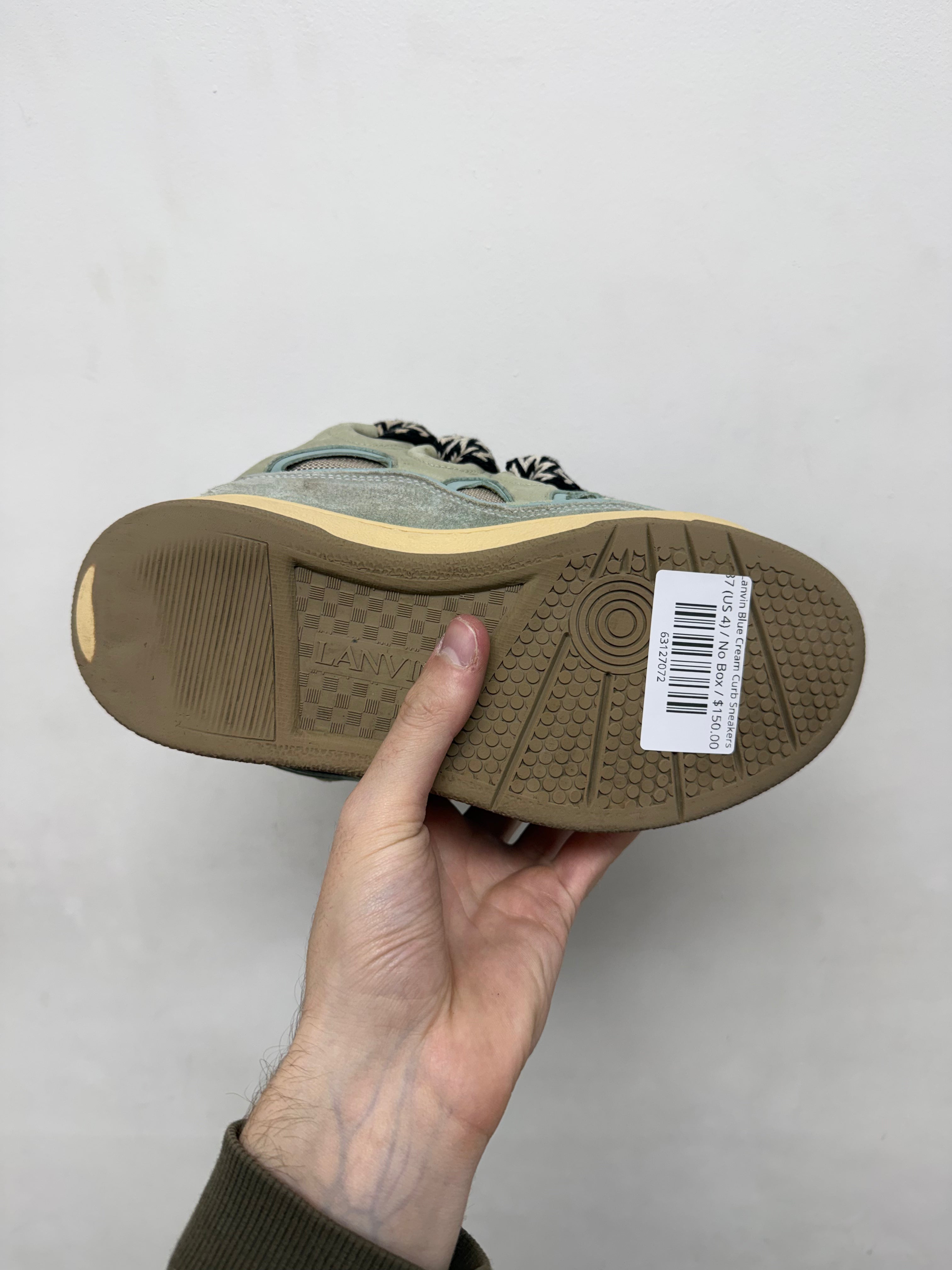 Lanvin Blue Cream Curb Sneakers