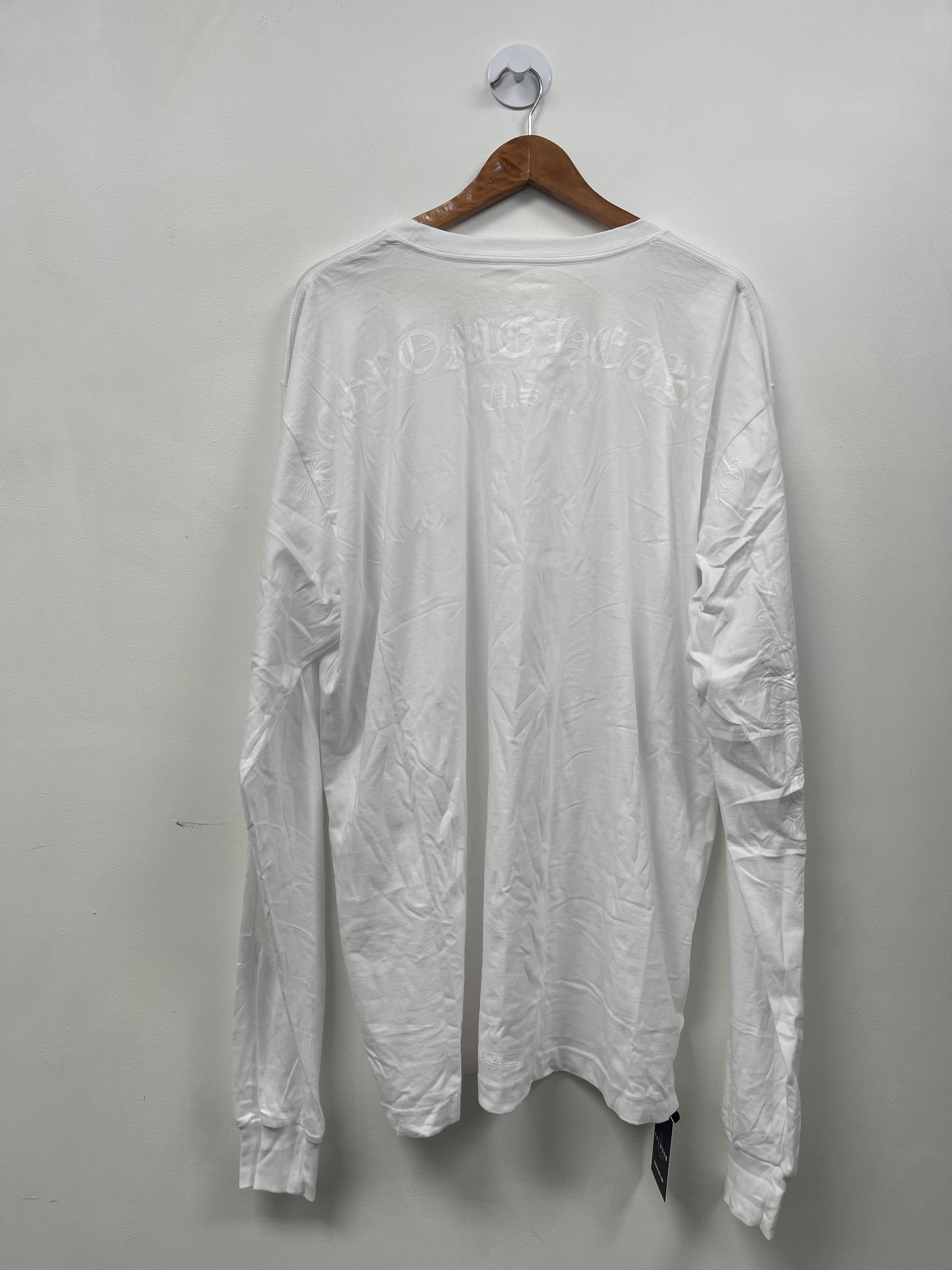 Chrome Hearts White Online Mono Floral Horseshoe Long Sleeve