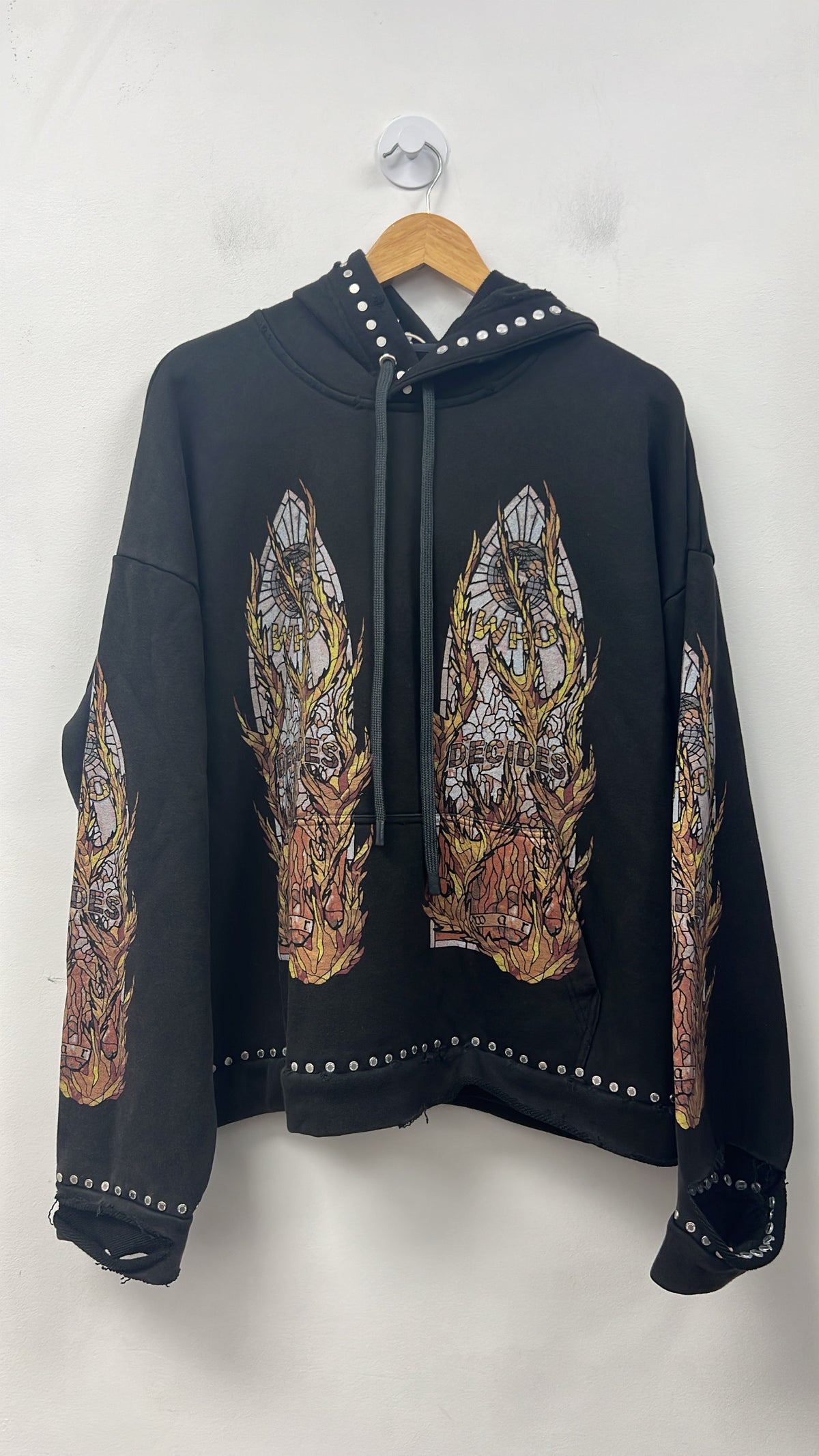 Who Decides War Black Flame Glass Hardware Hoodie