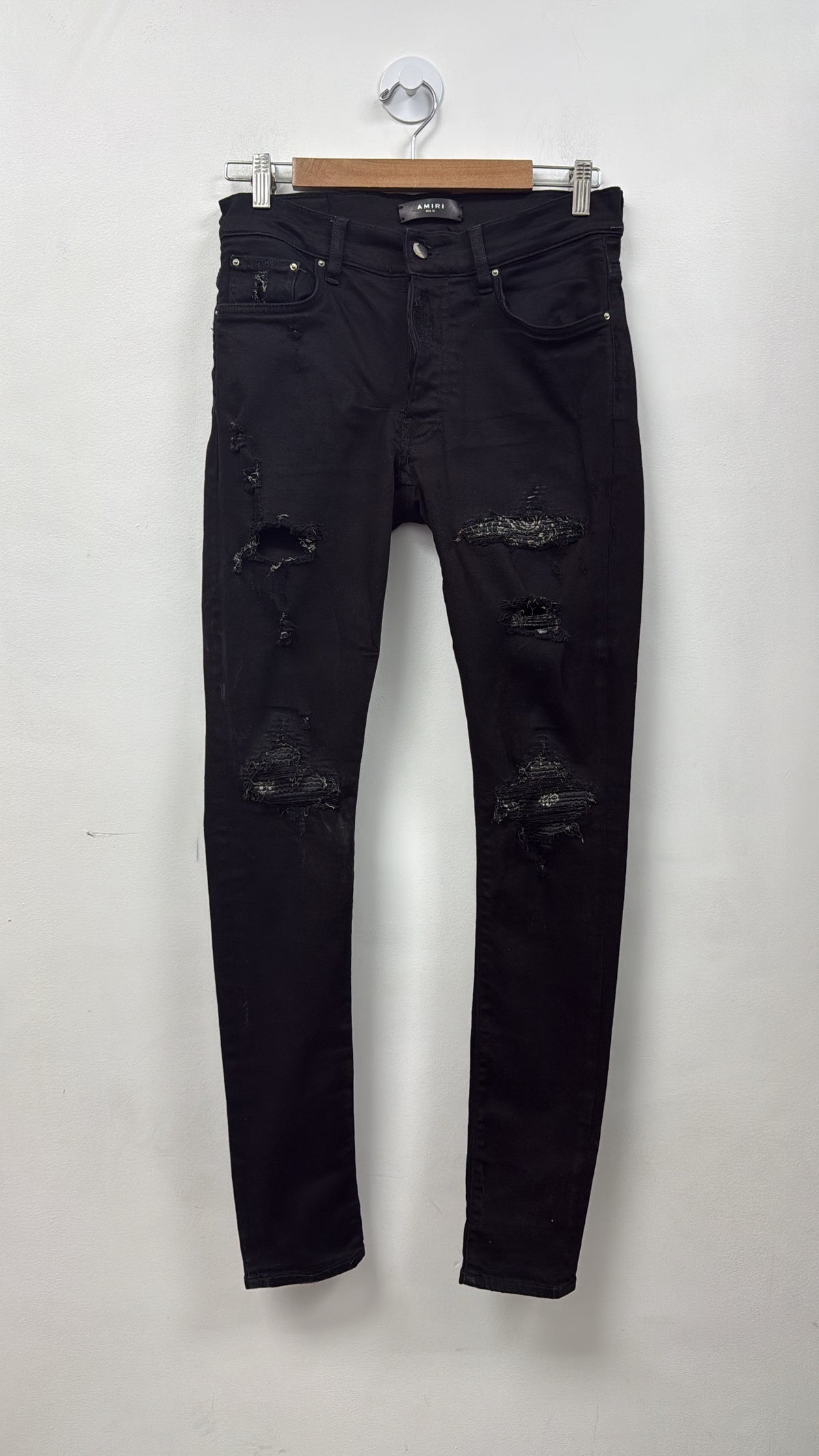 Amiri MX1 Black Bandana Patch Jeans