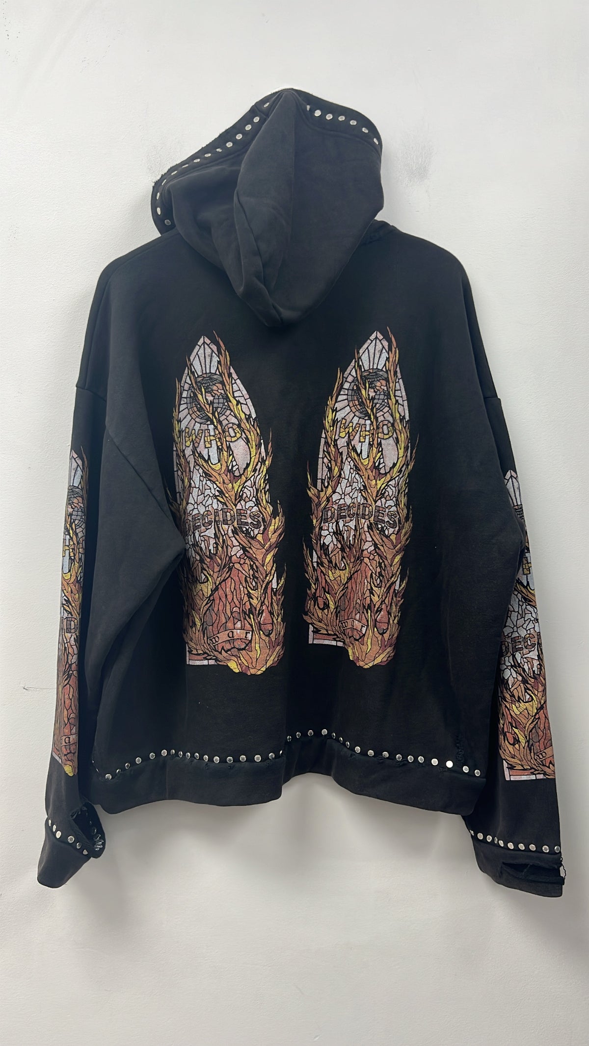 Who Decides War Black Flame Glass Hardware Hoodie