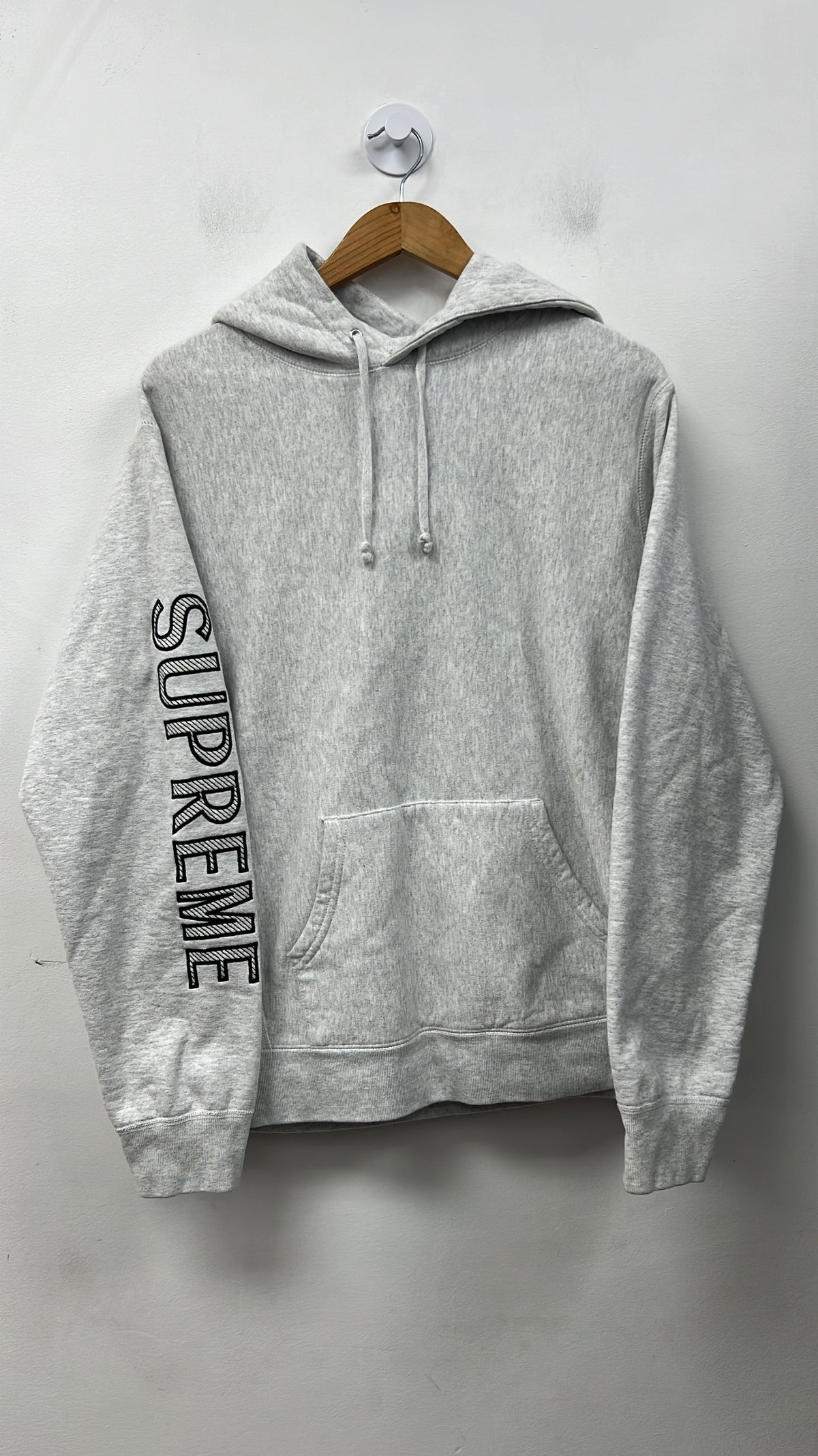 Supreme Grey Sleeve Logo Hoodie