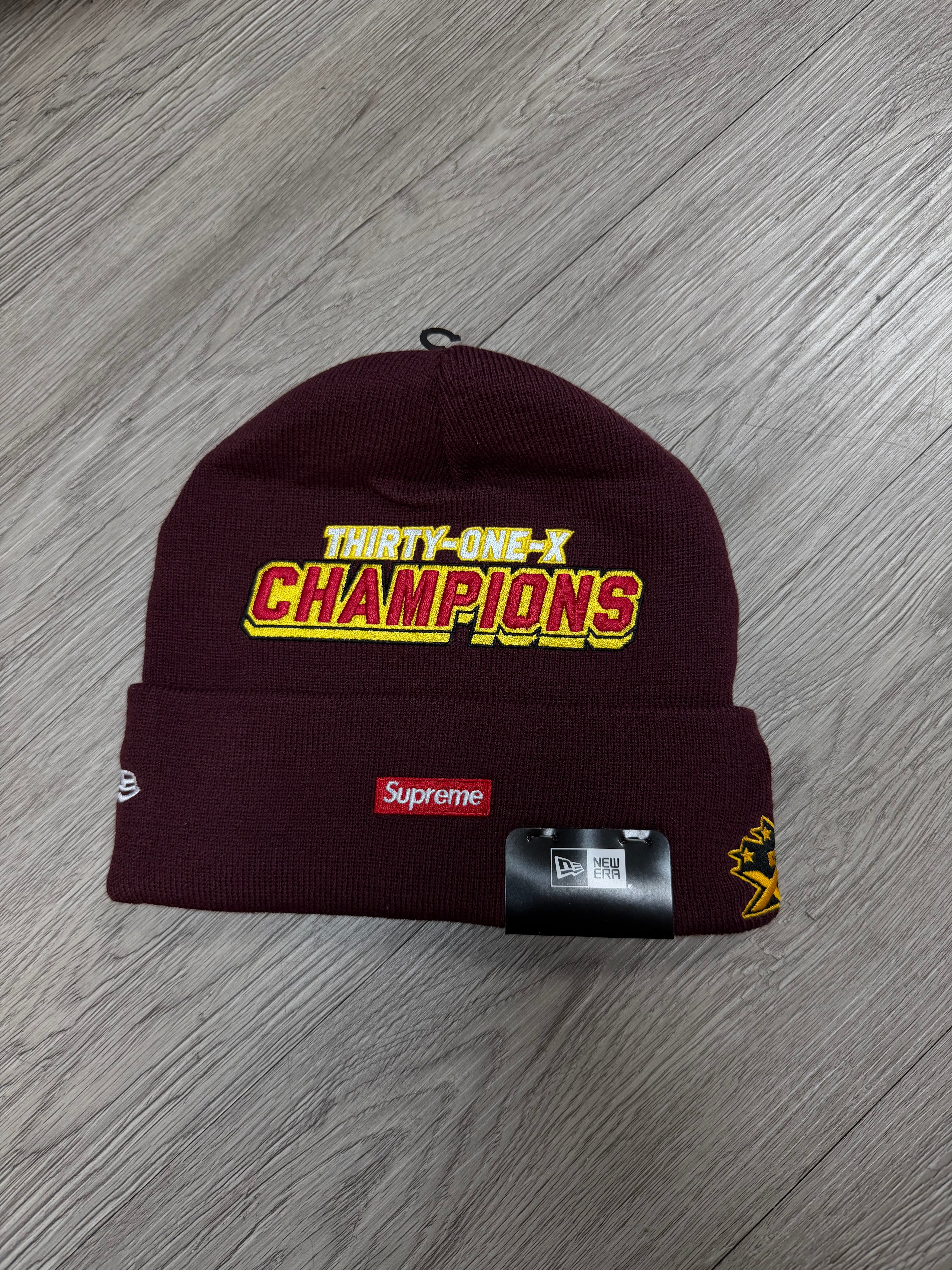 Supreme Burgundy New Era Football Beanie