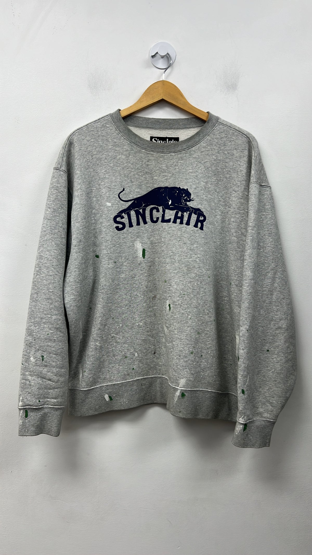Sinclair Grey Navy Panther Paint Splatter Crewneck