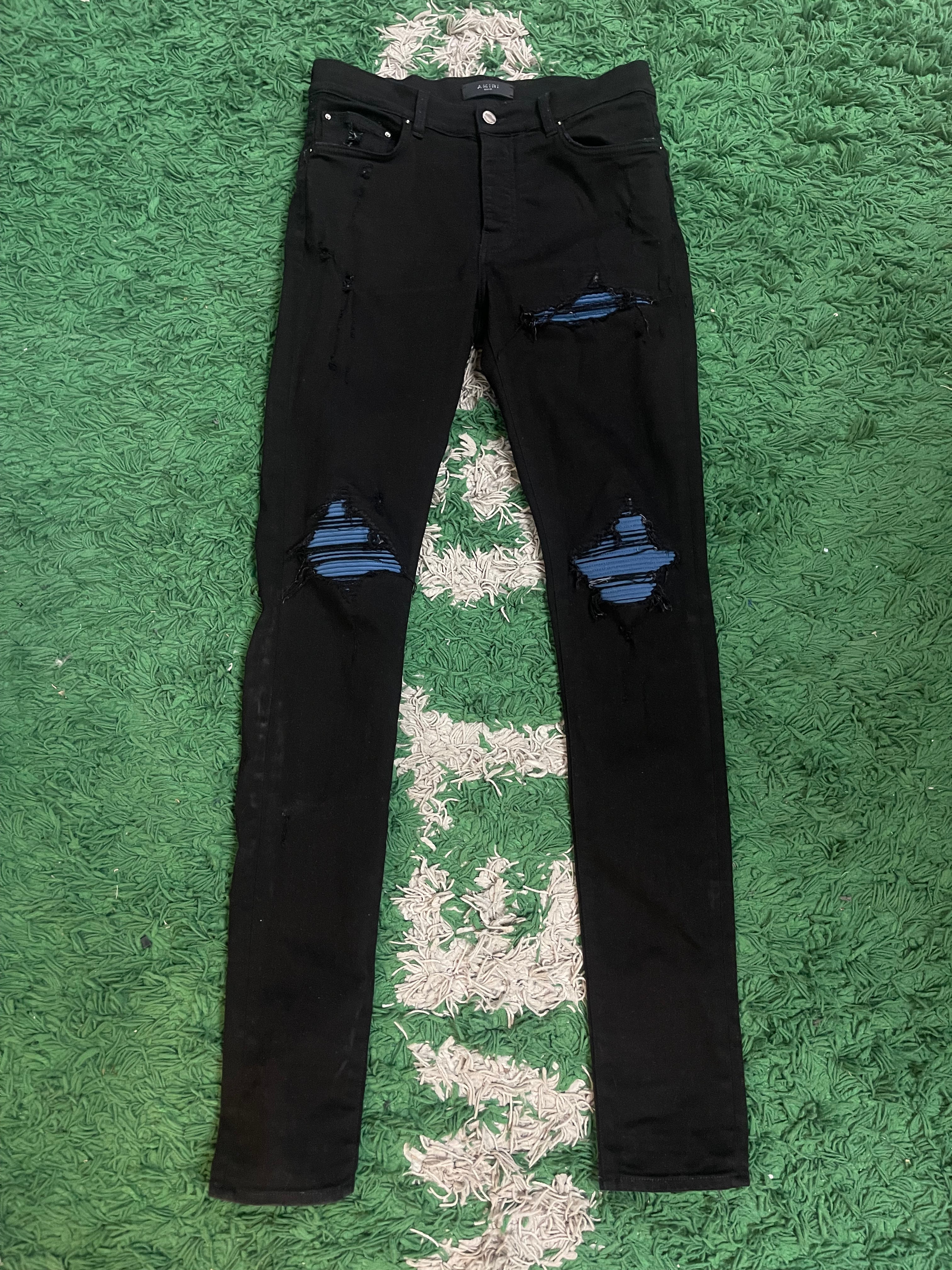 Amiri Mx1 Black Blue Patch Jeans