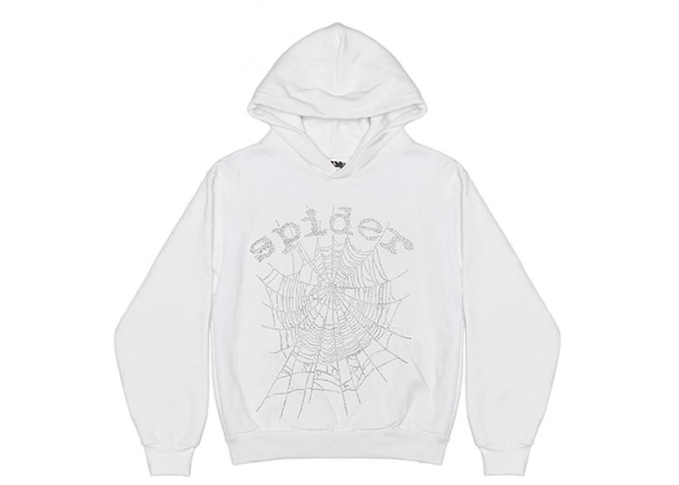 Sp5der Hoodie White Rhinestone