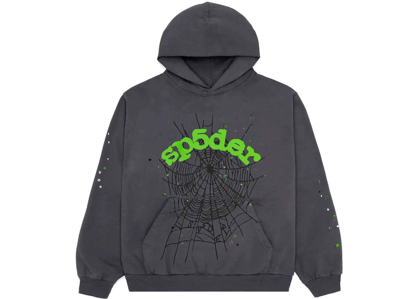 Sp5der Hoodie Grey Green Web