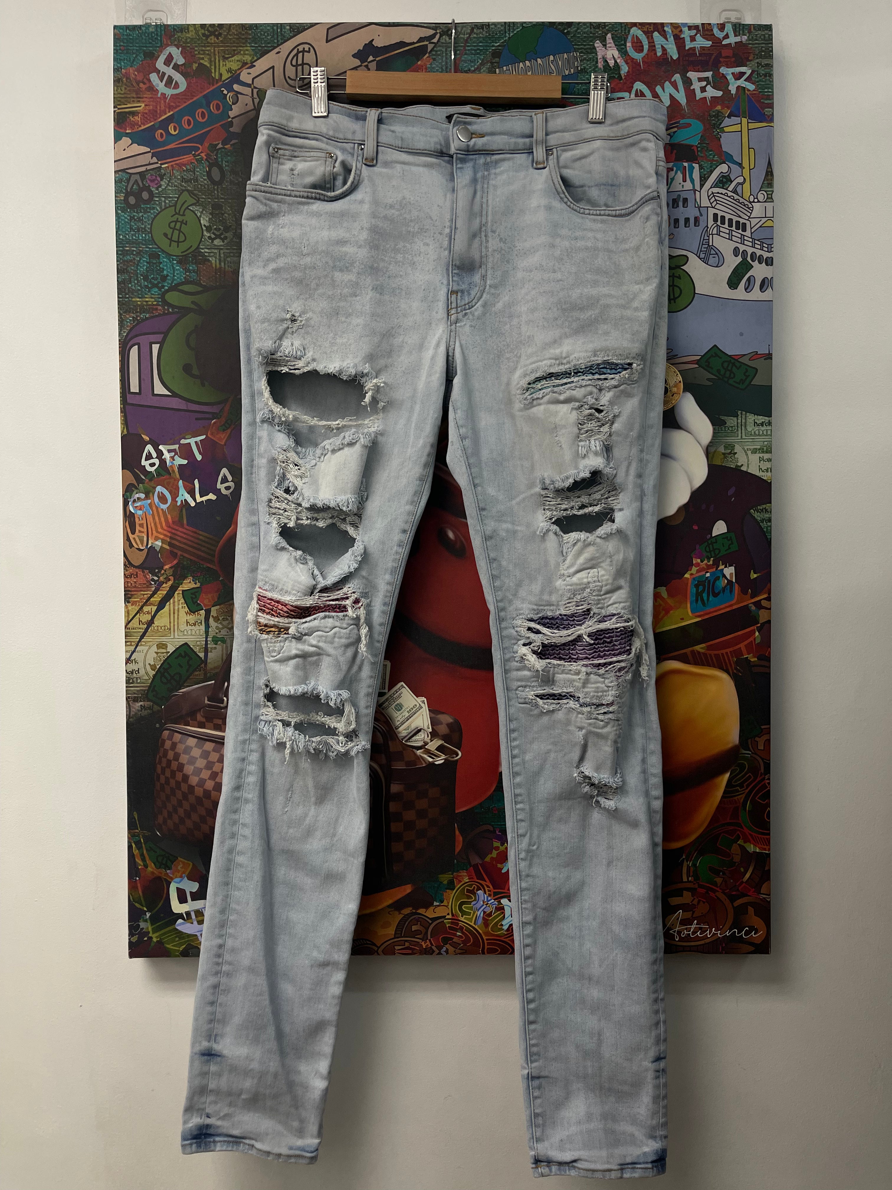 Amiri Light Wash Multi Thrasher Jeans