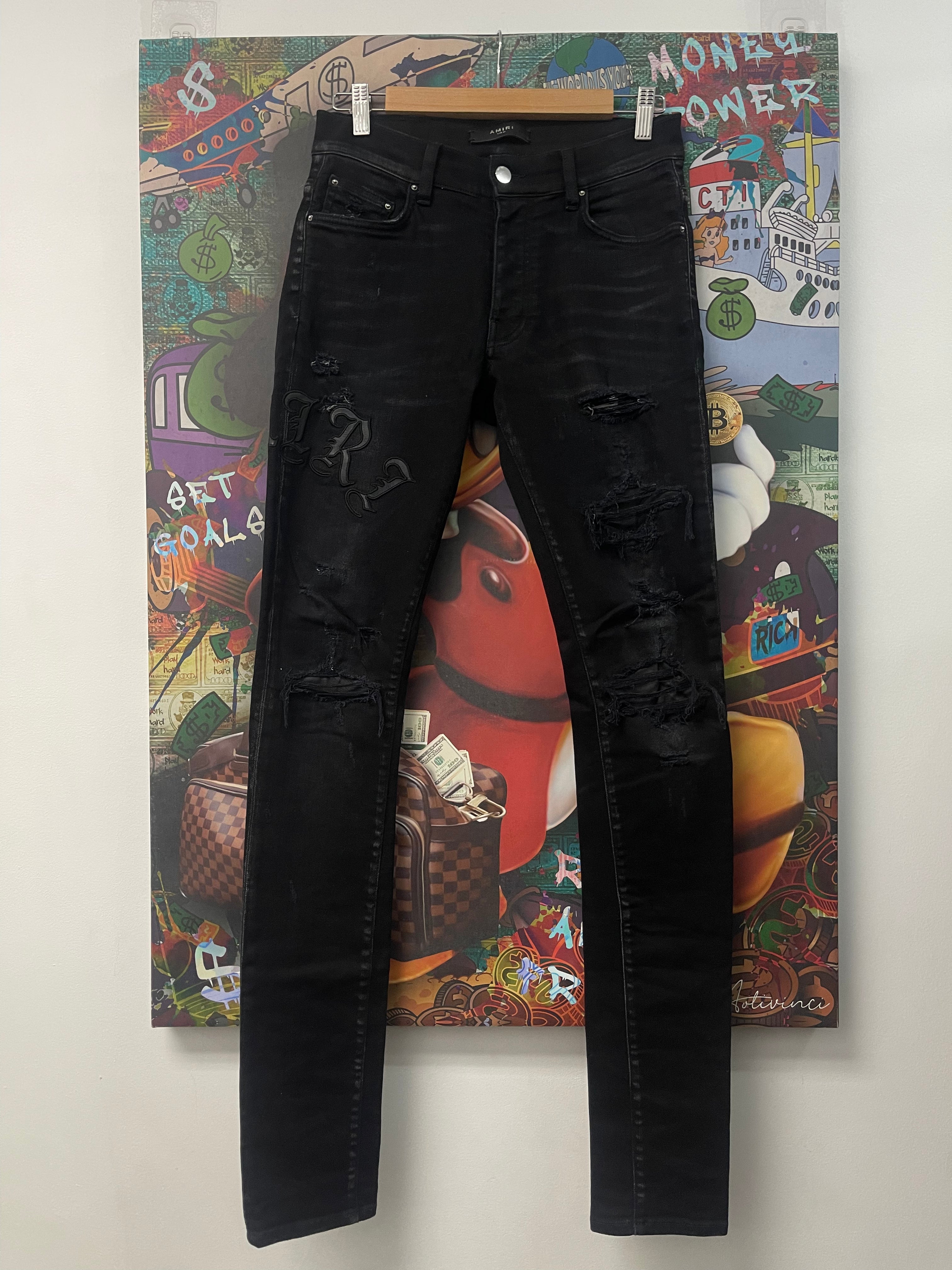 Amiri Black Serif Logo Jeans