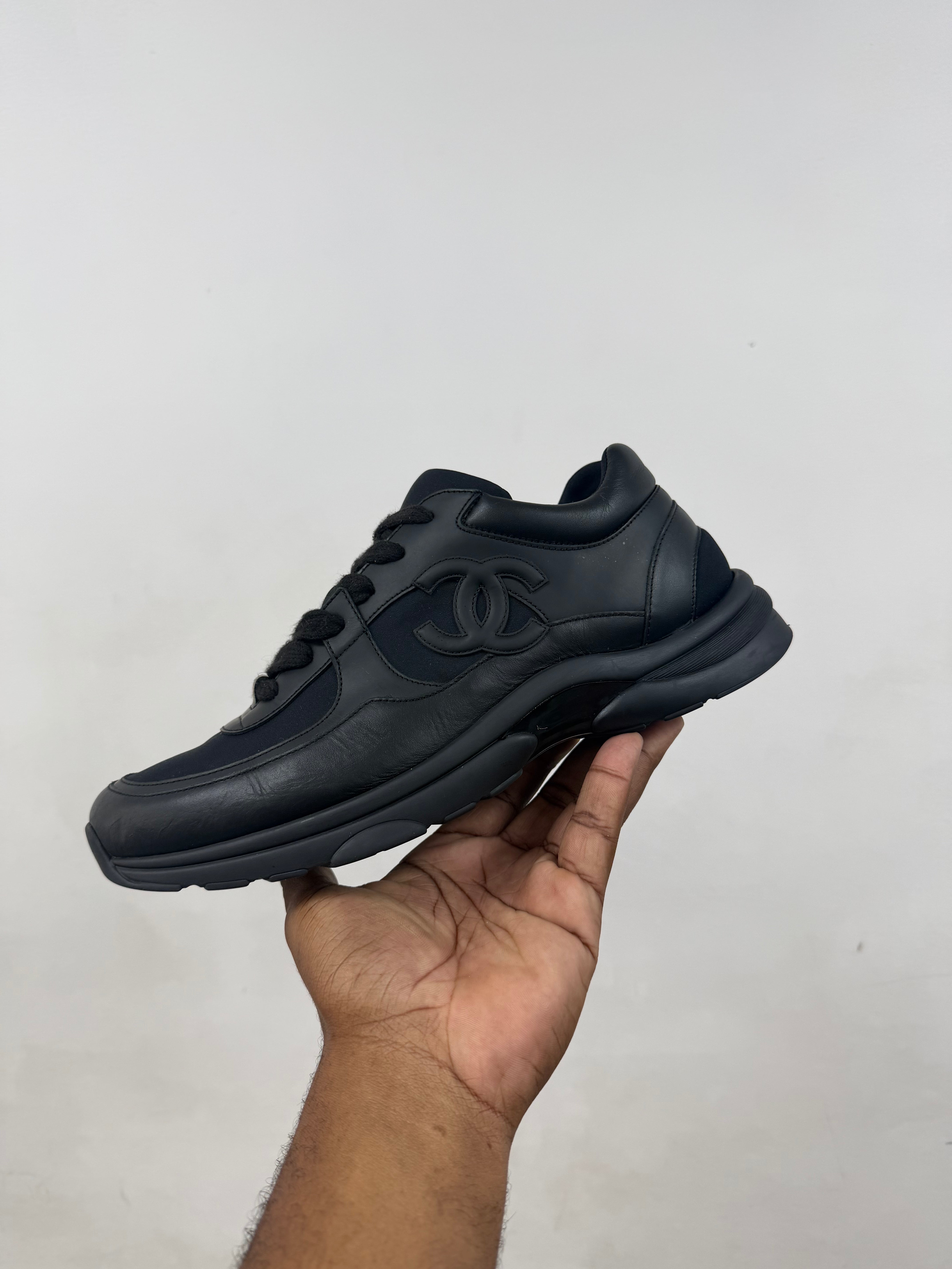 Chanel Black Uniform CC Logo Runner Sneakers