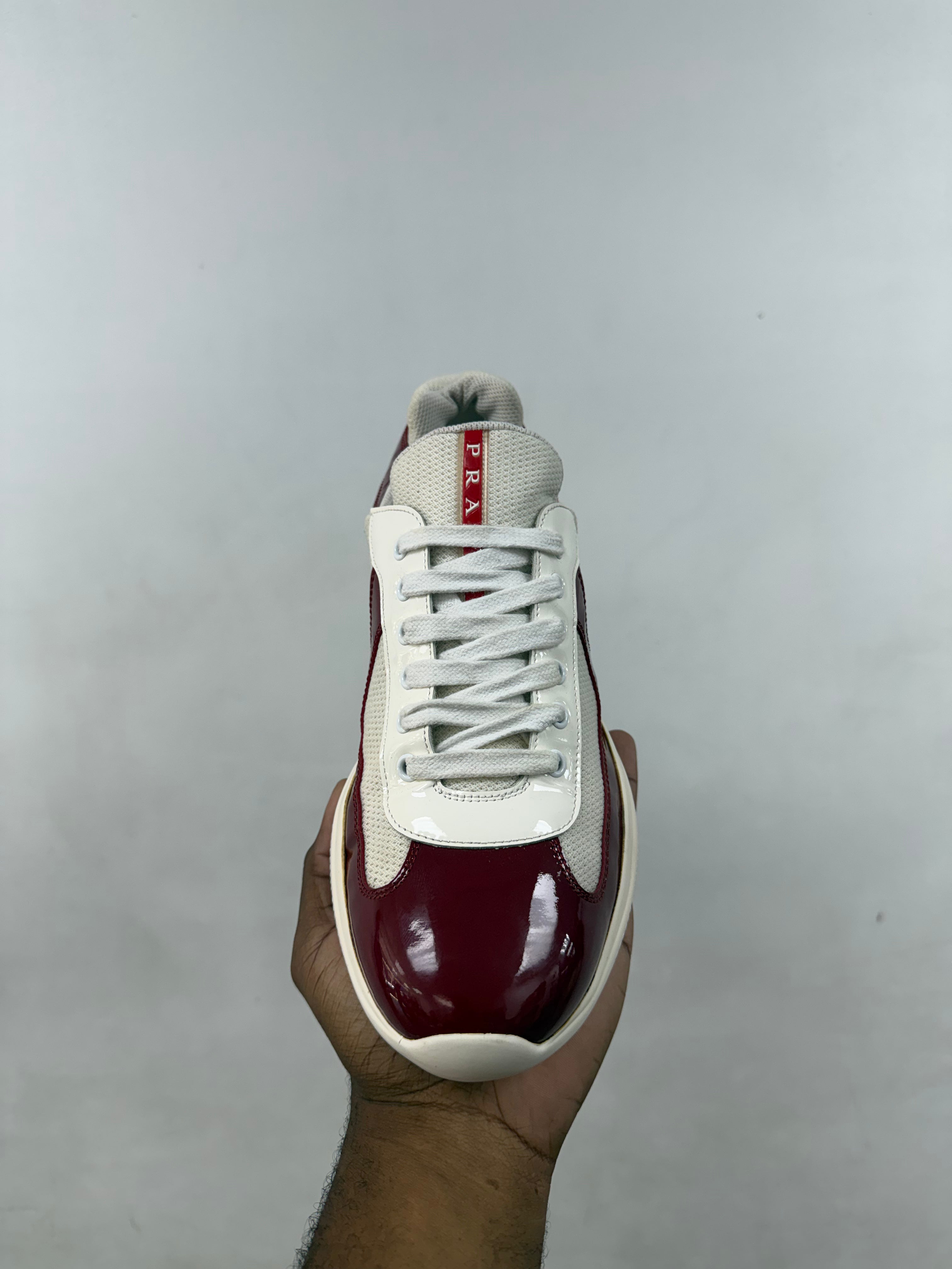 Prada White Burgundy Cups Sneakers