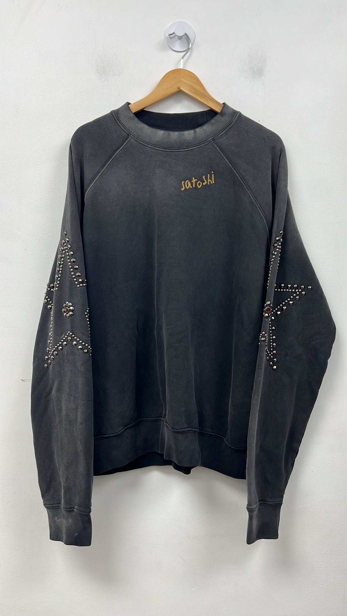 Satoshi Nakamoto Black Studded Crewneck