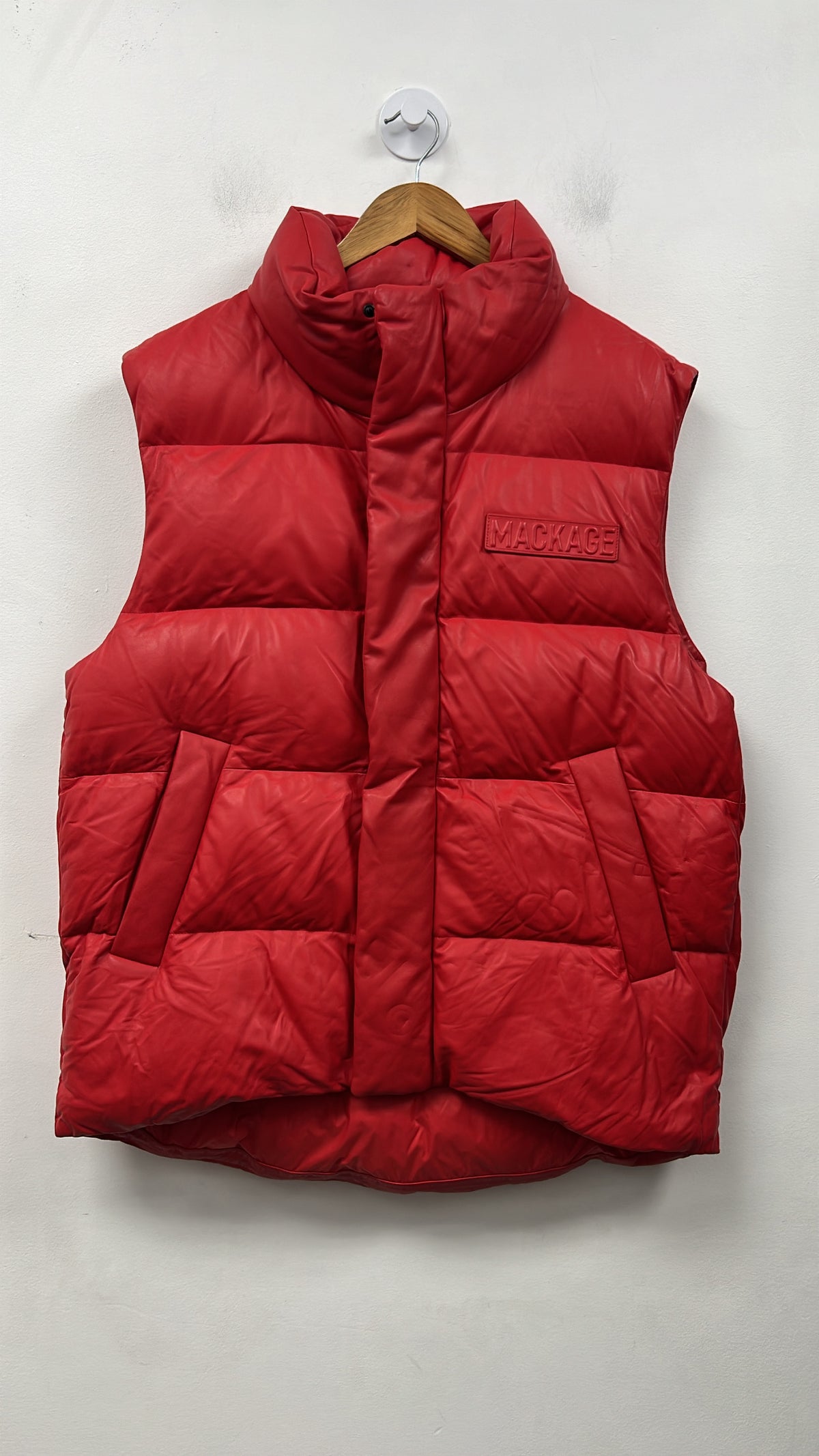 Mackage Red Leather Kent (40) Puffer Vest