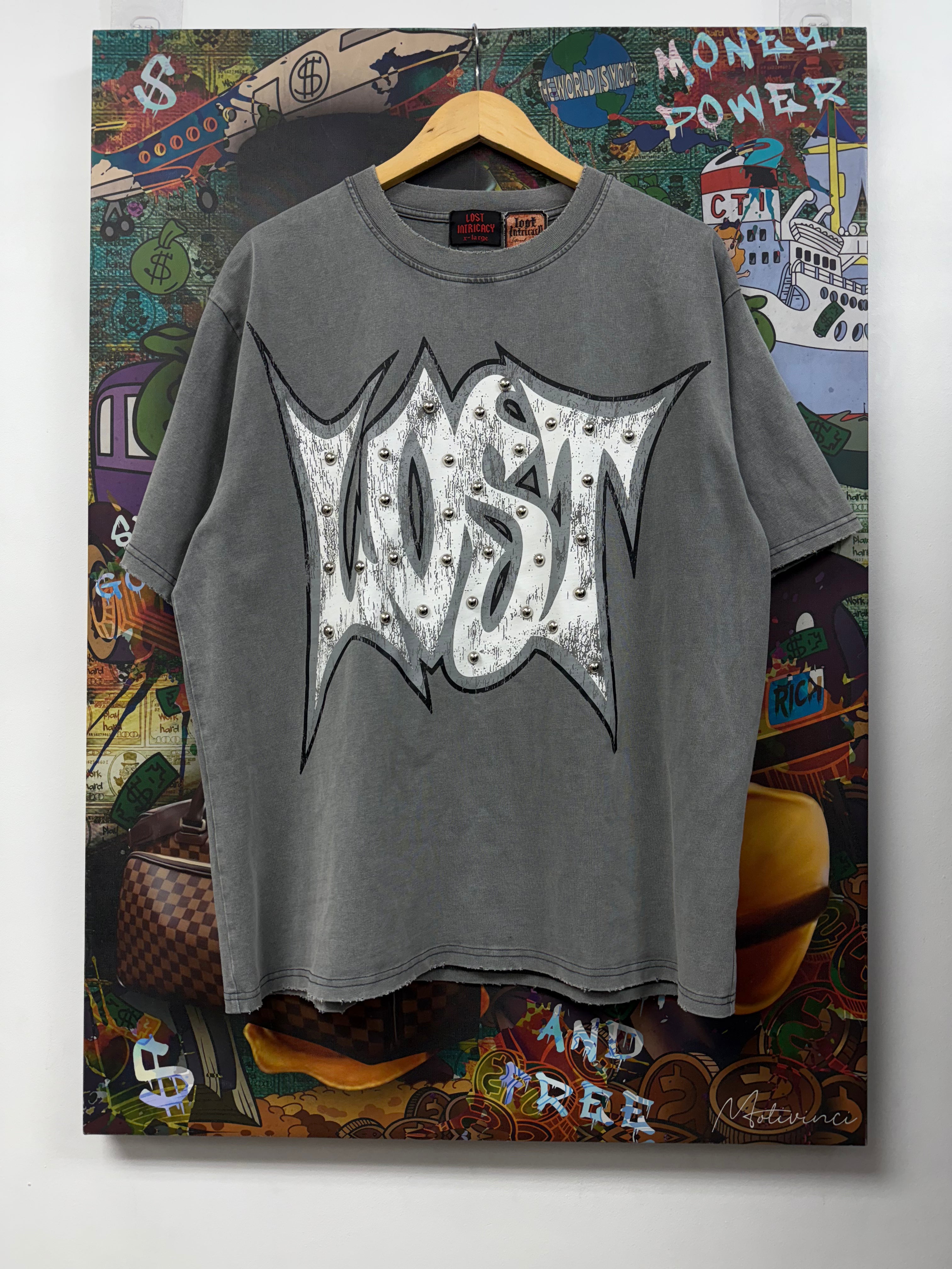 Lost Intricacy Grey Outline Studded Tee