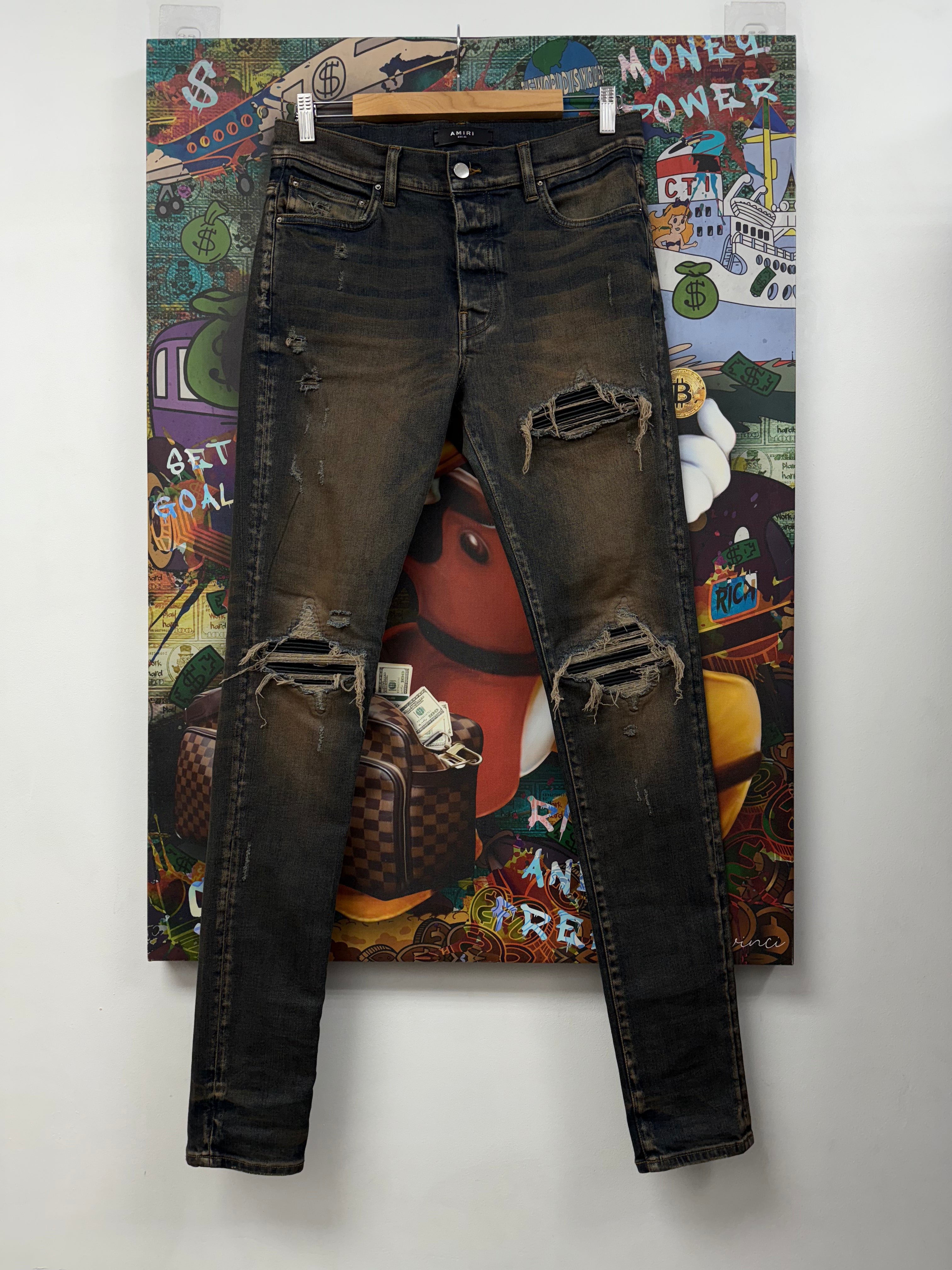 Amiri MX1 Rust Black Patch Jeans