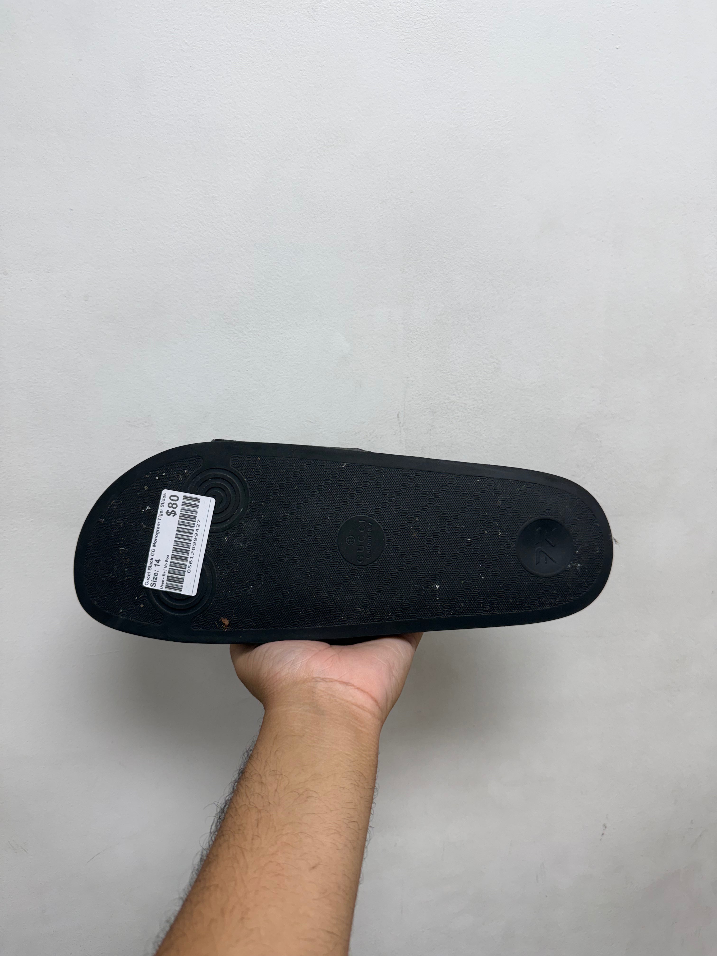 Gucci Black GG Monogram Tiger Slides