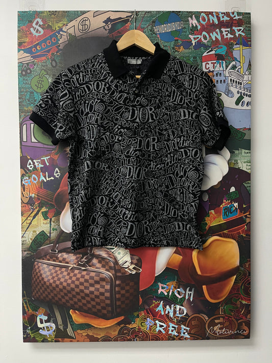 Dior Black Grey Monogram Polo