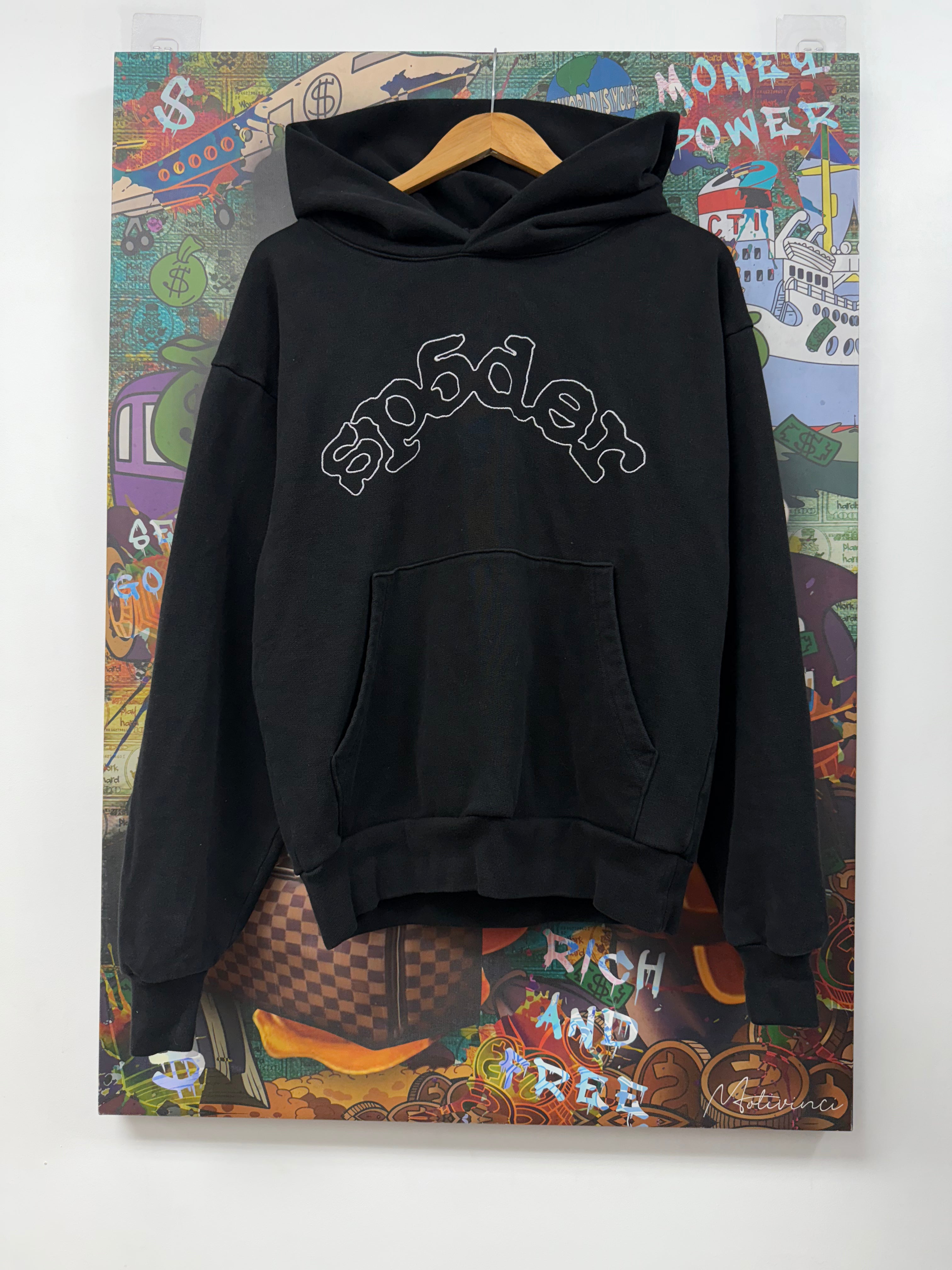 Sp5der Black Tonal Hoodie