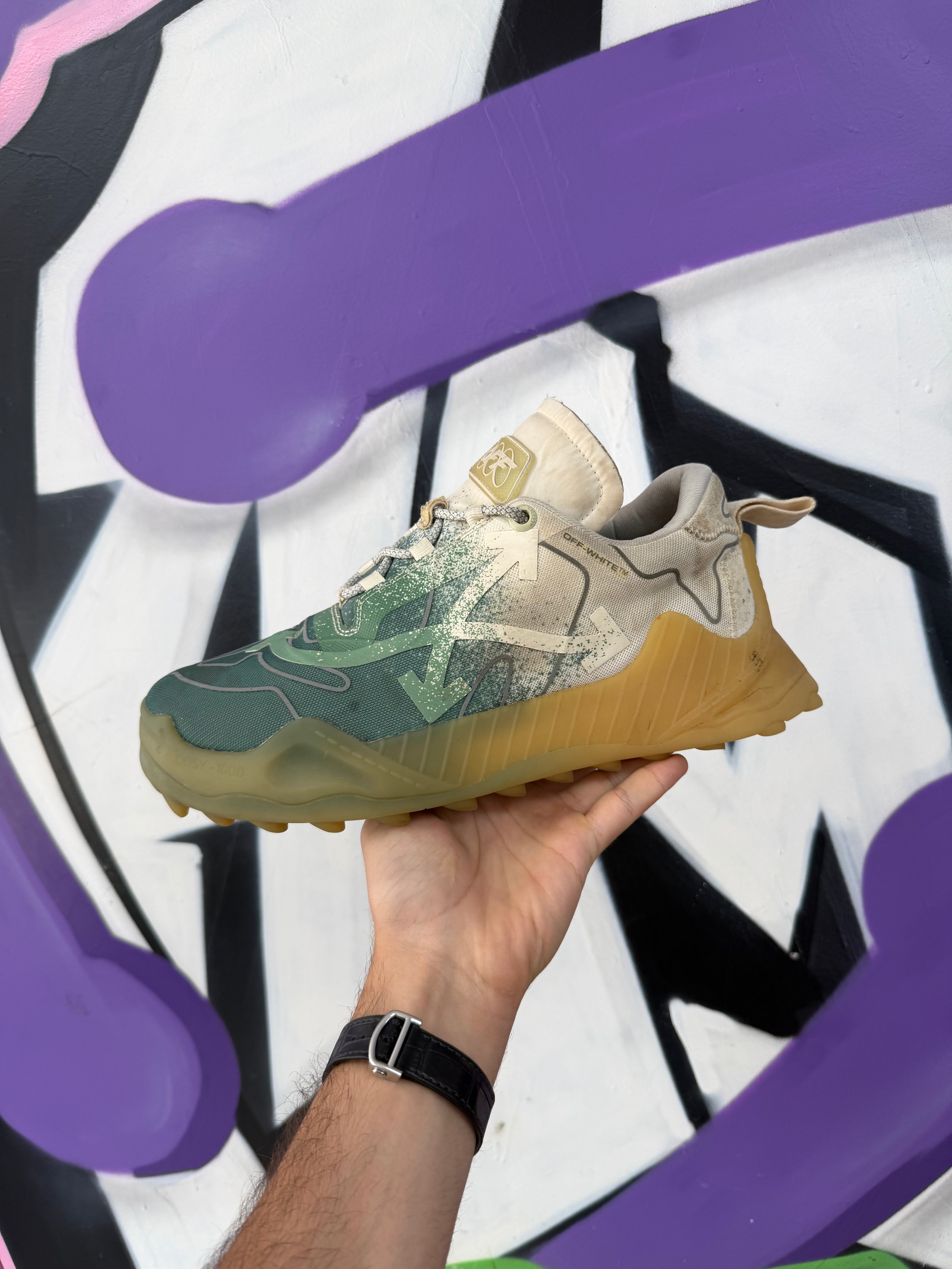 Off White Tan Green Odsy Sneakers
