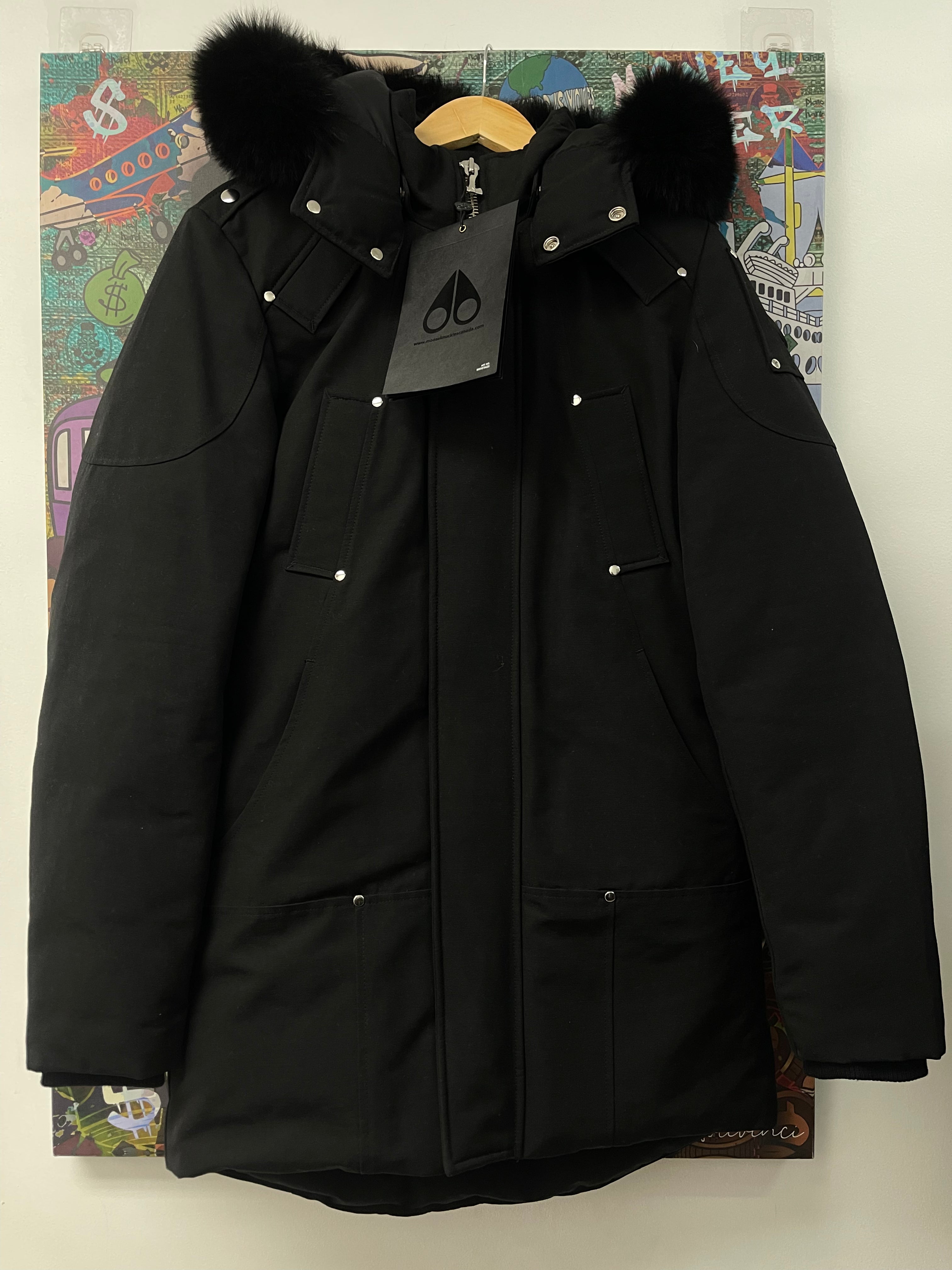Moose Knuckles Black Fur Stirling Parka Jacket