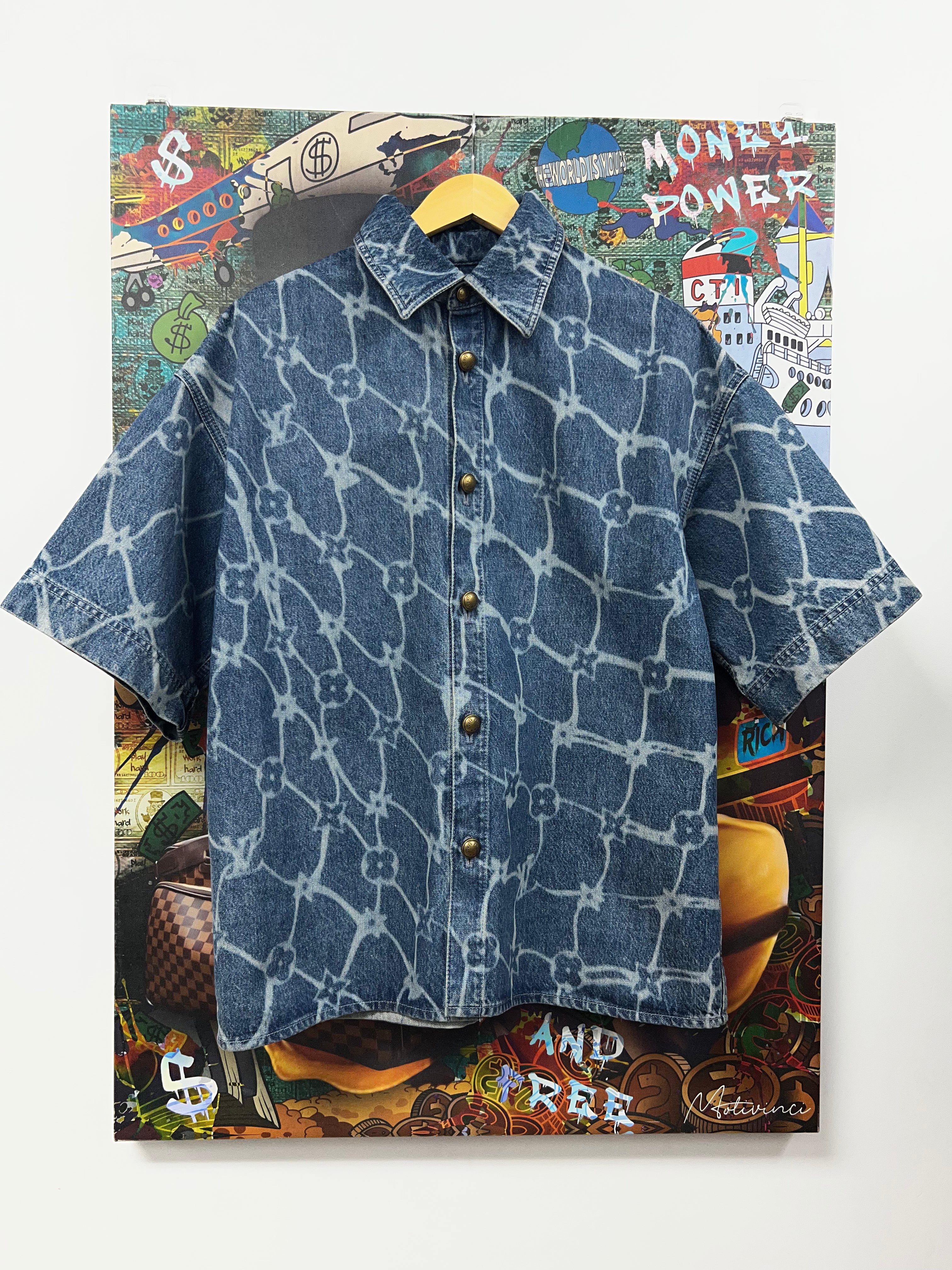 Louis Vuitton Fishnet Denim Button Up