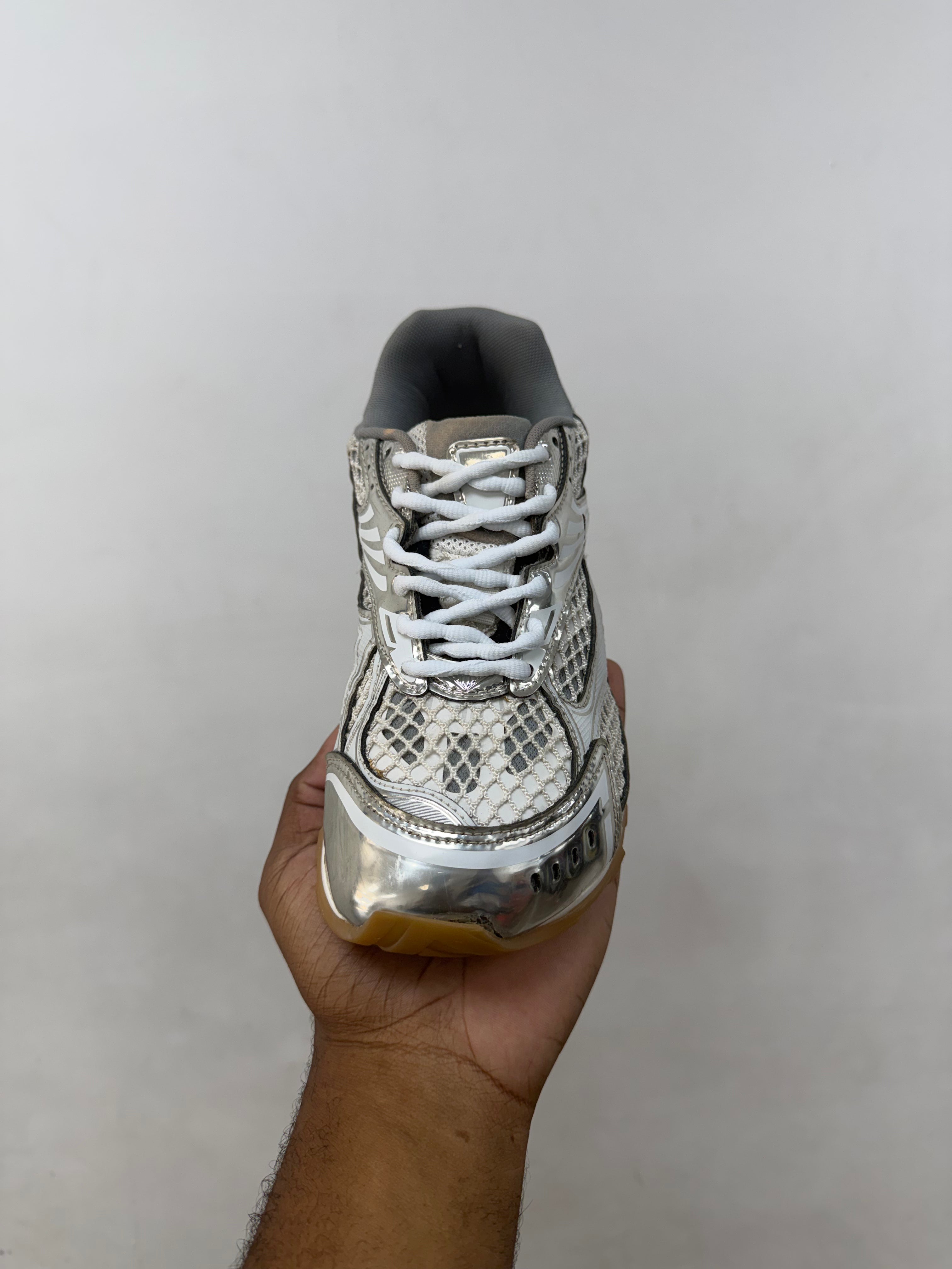 Bottega Veneta White Silver Orbit Sneakers