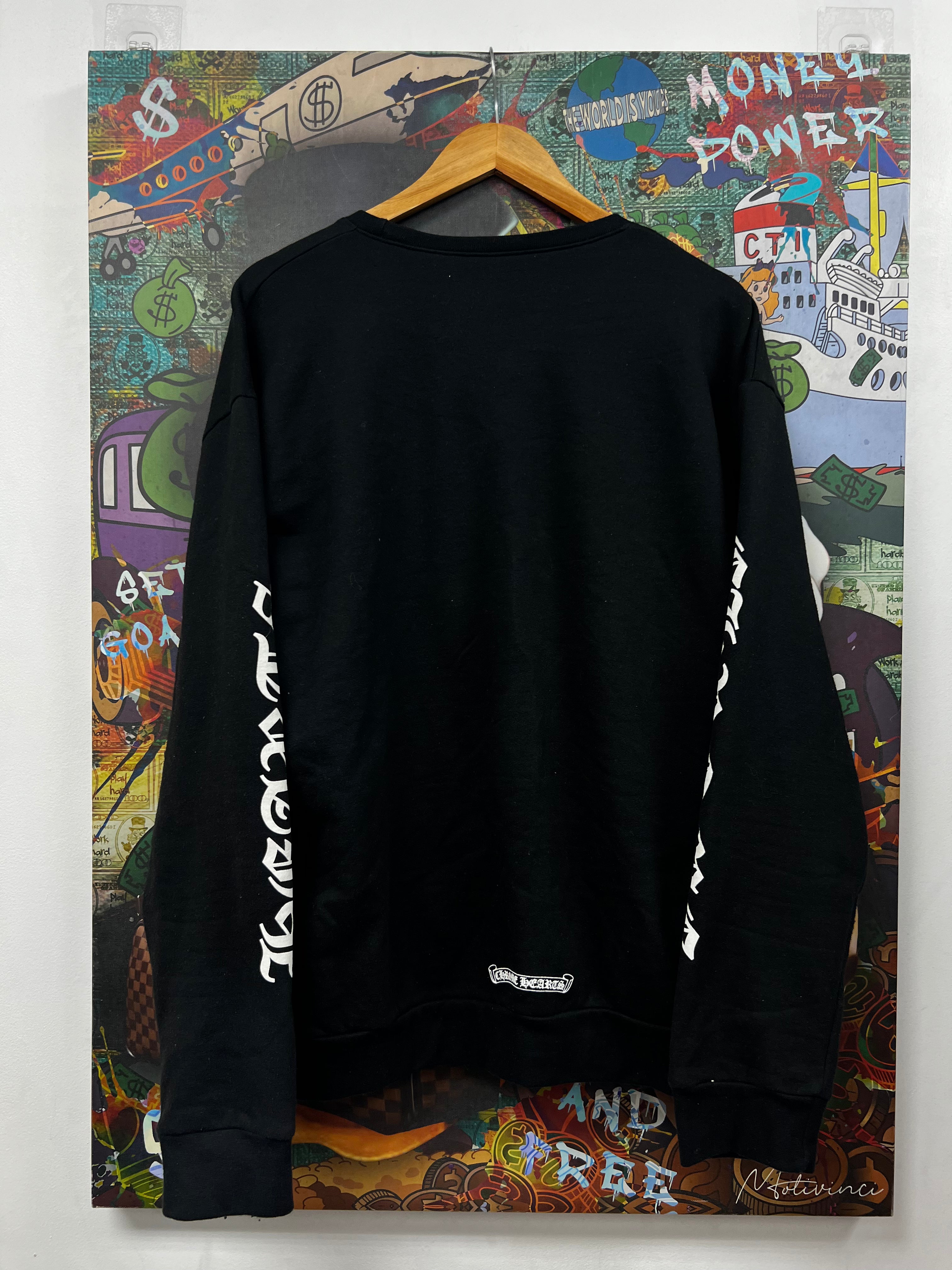 Chrome  Hearts Black White Neck Logo Crewneck (Altered Fits M) Crewneck