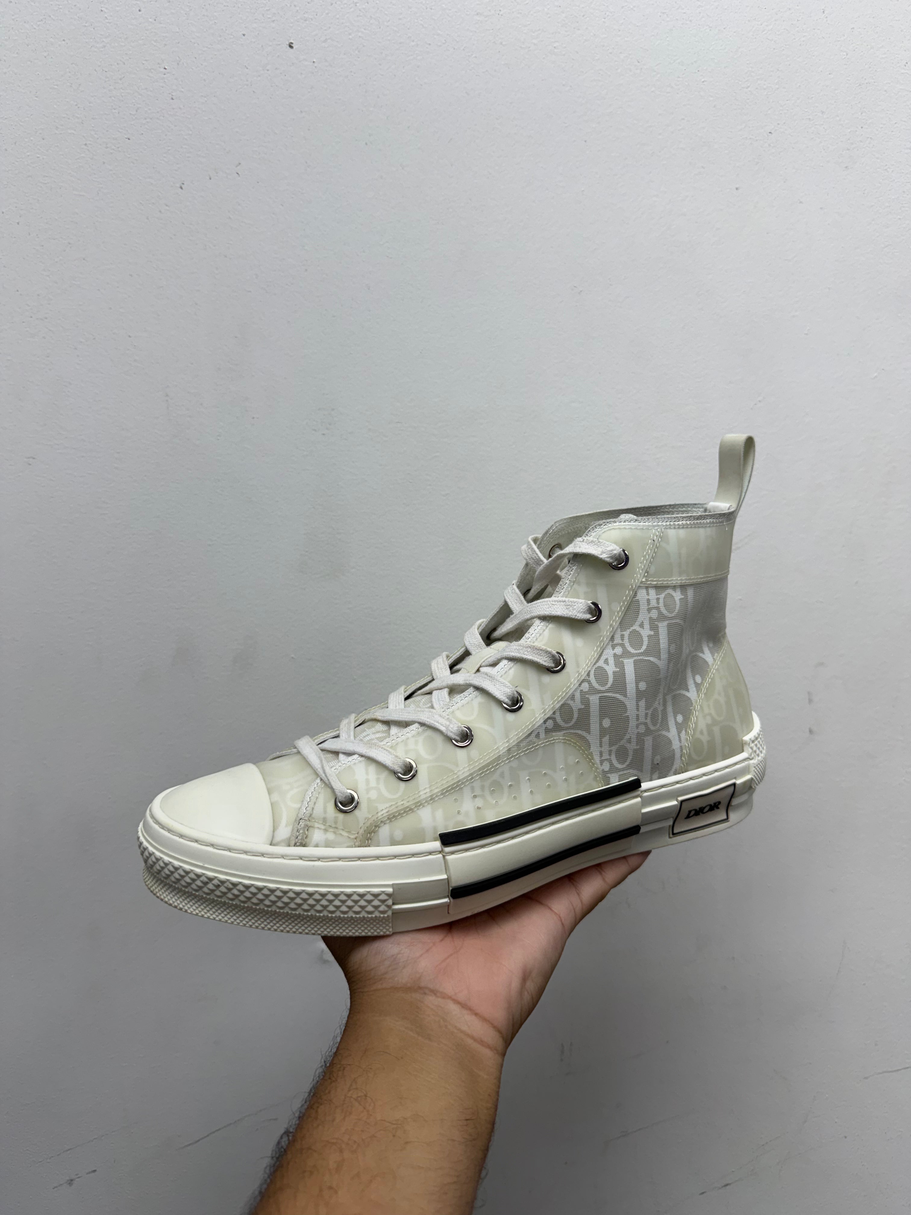 Dior White Oblique B23 High Sneakers