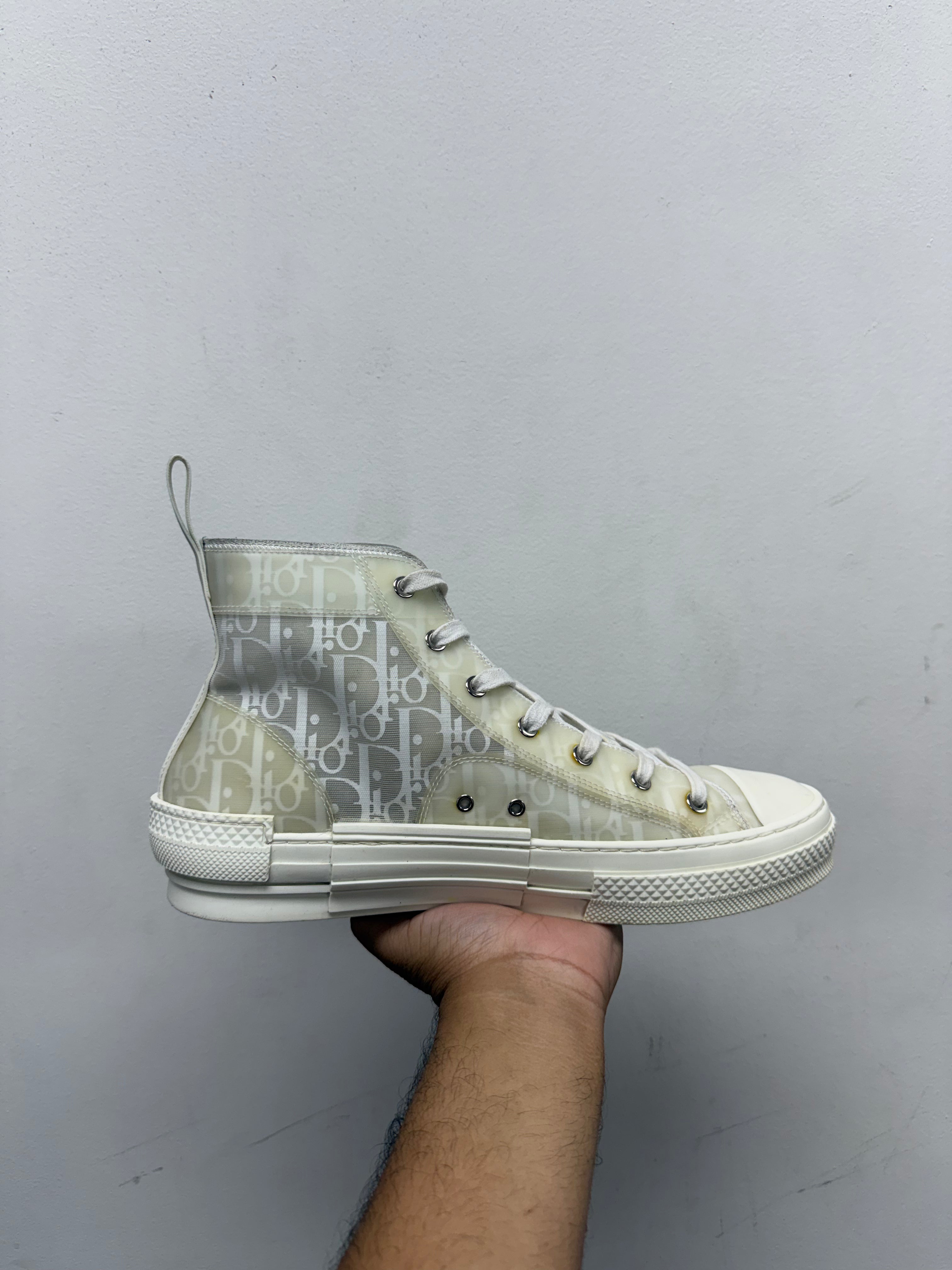 Dior White Oblique B23 High Sneakers