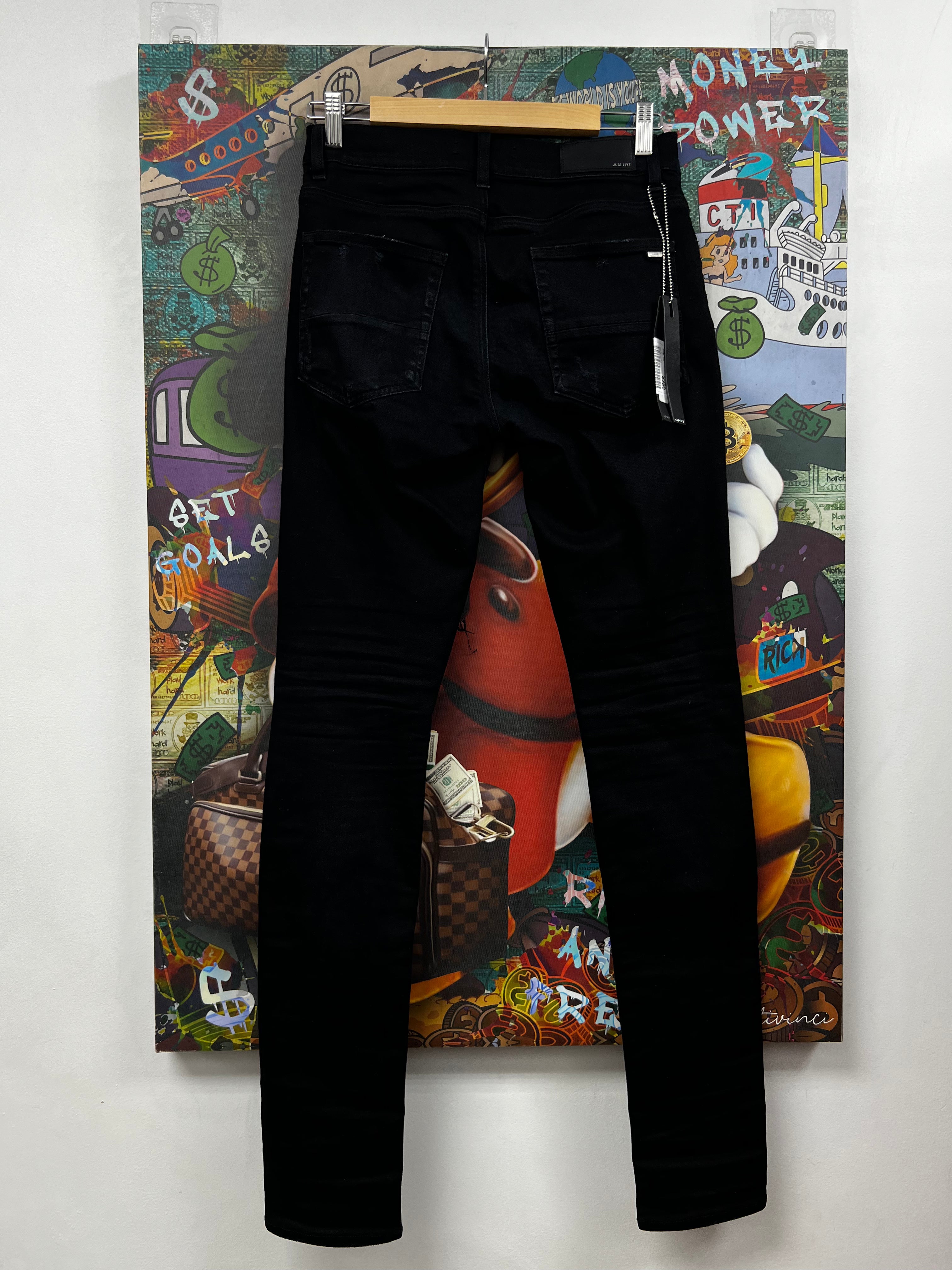 Amiri Black Wash Art Patchwork Jeans