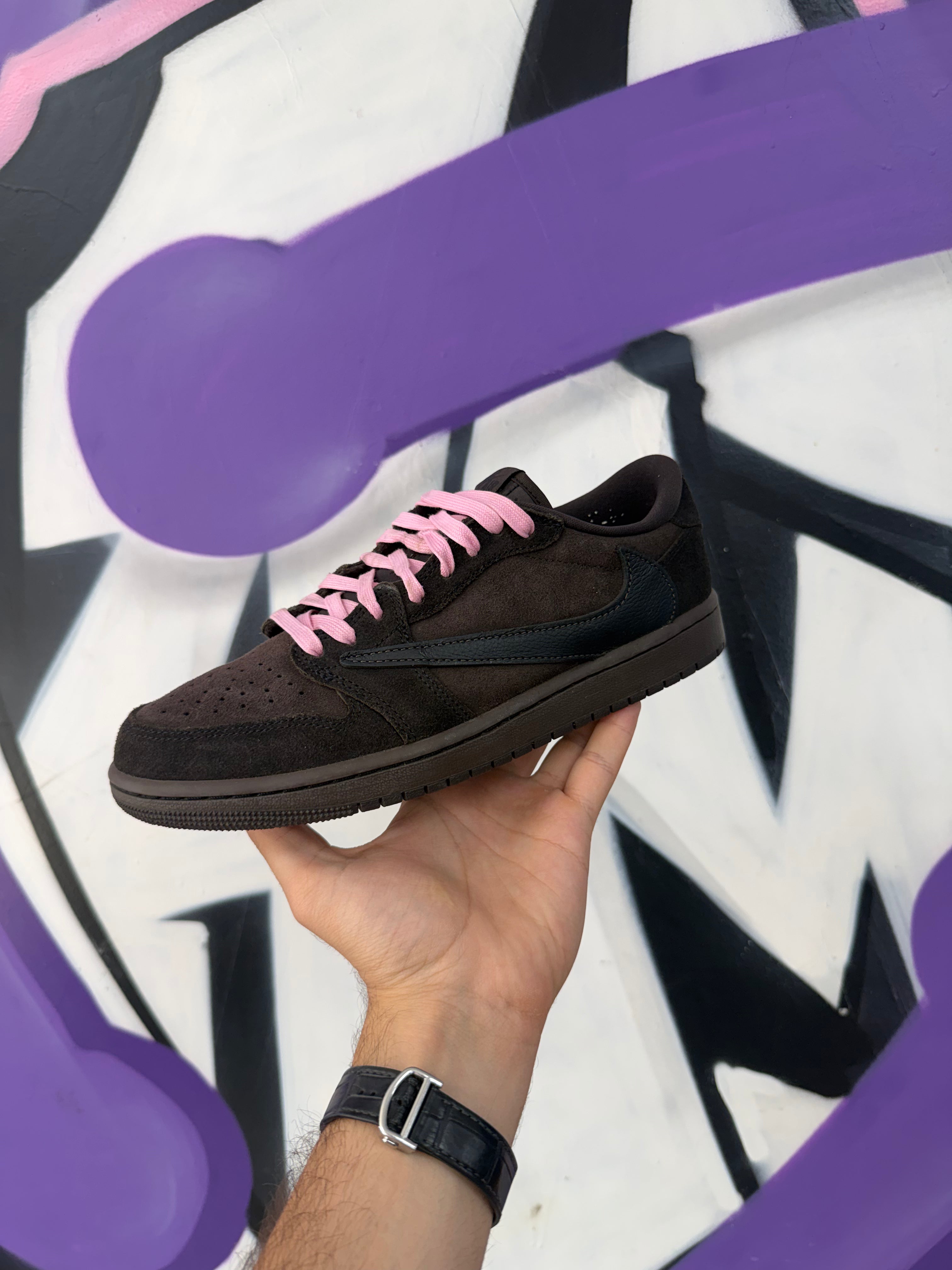 Jordan 1 Low Travis Scott Brown Velvet Sneakers