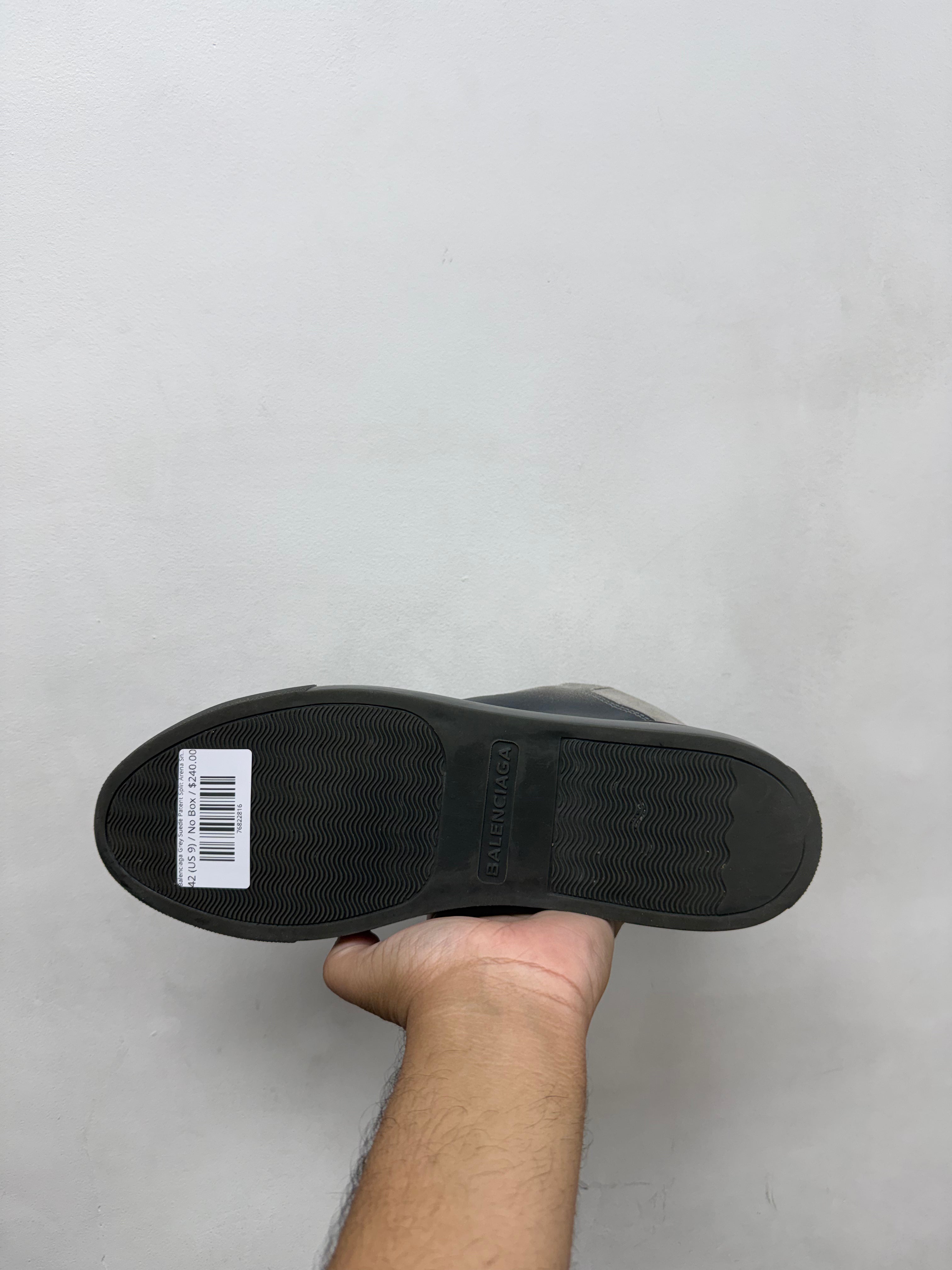 Balenciaga Grey Suede Patent Split Arena Sneakers