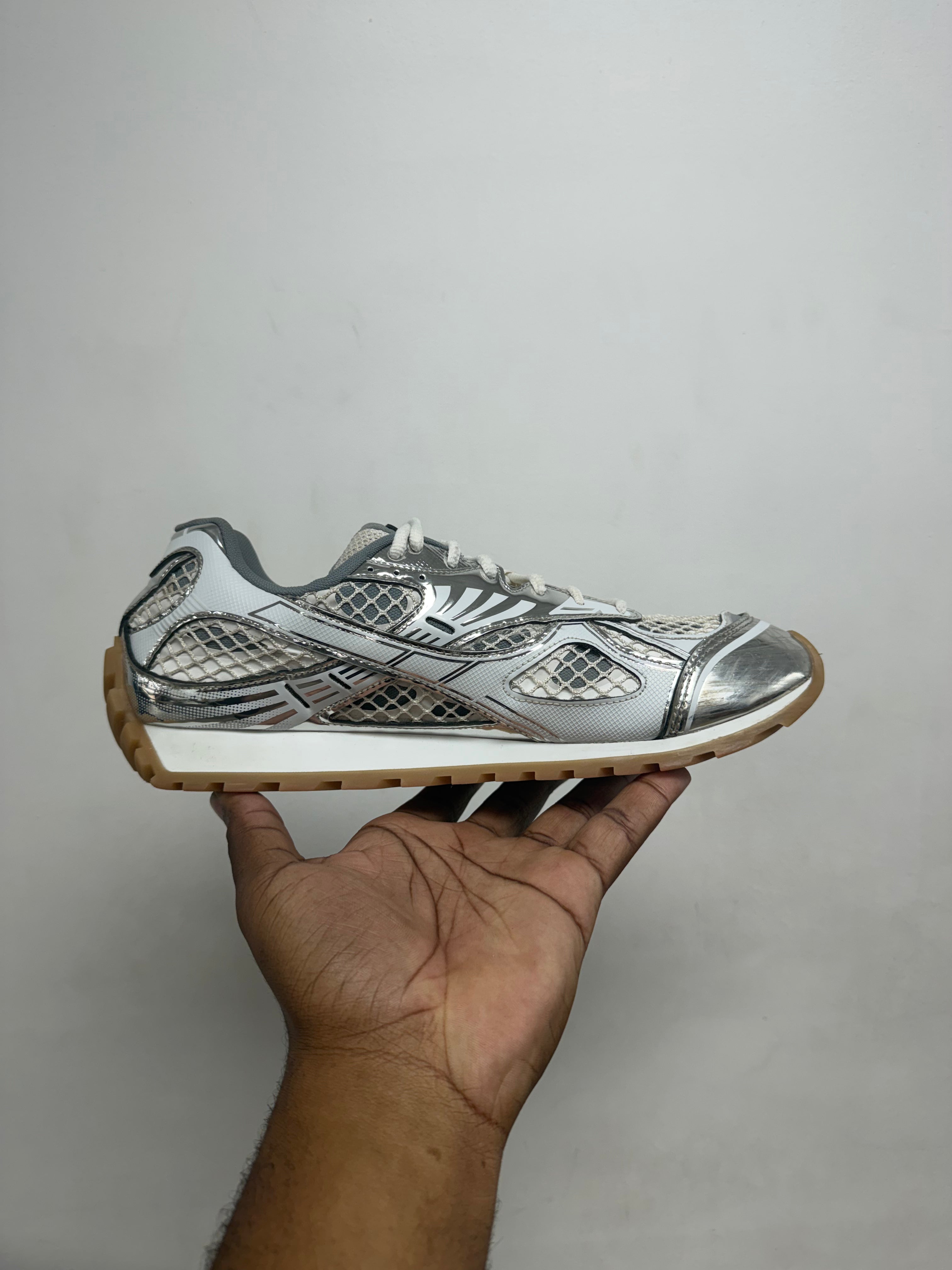 Bottega Veneta Billiard Green Silver Orbits Sneakers