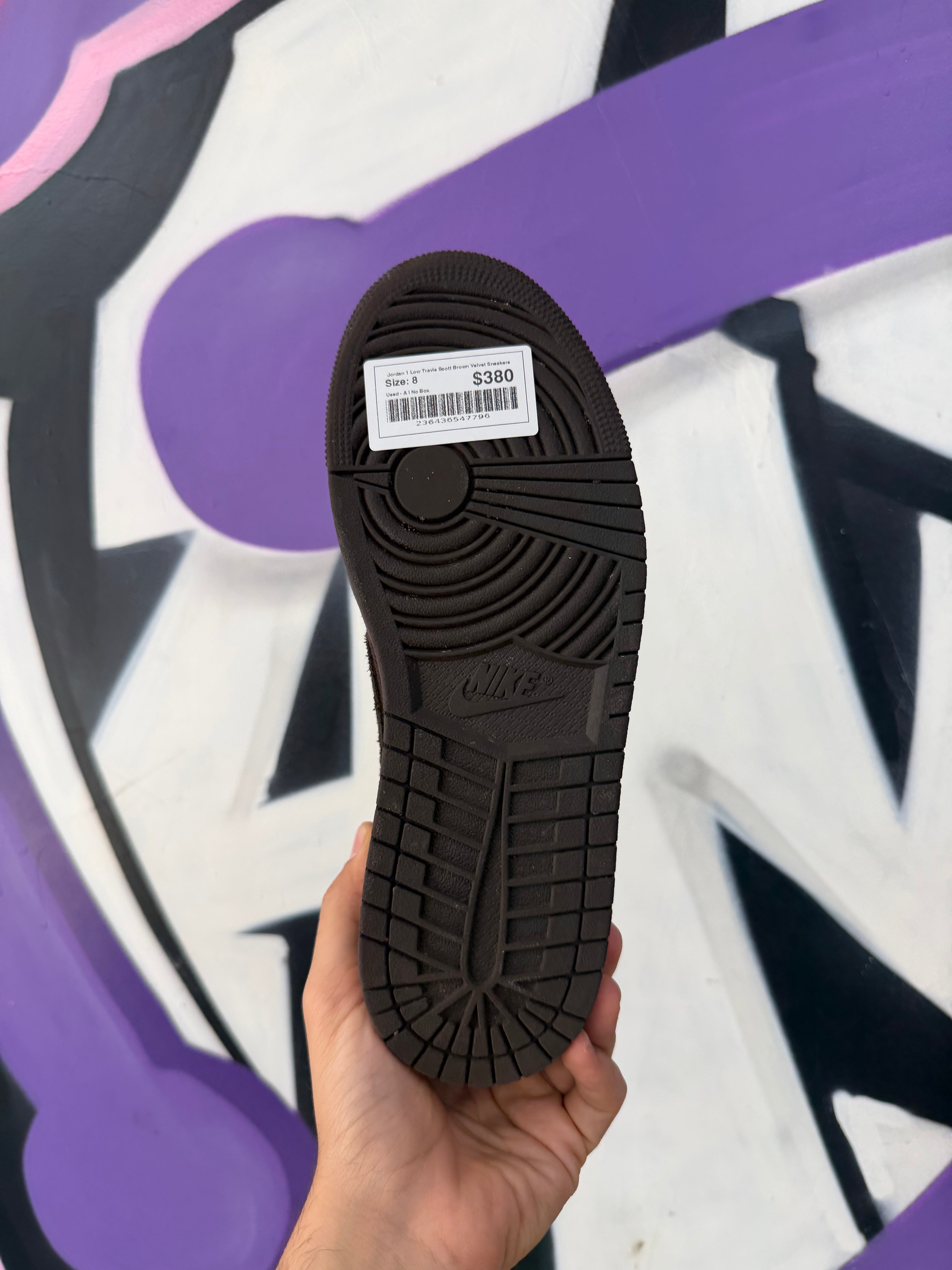 Jordan 1 Low Travis Scott Brown Velvet Sneakers