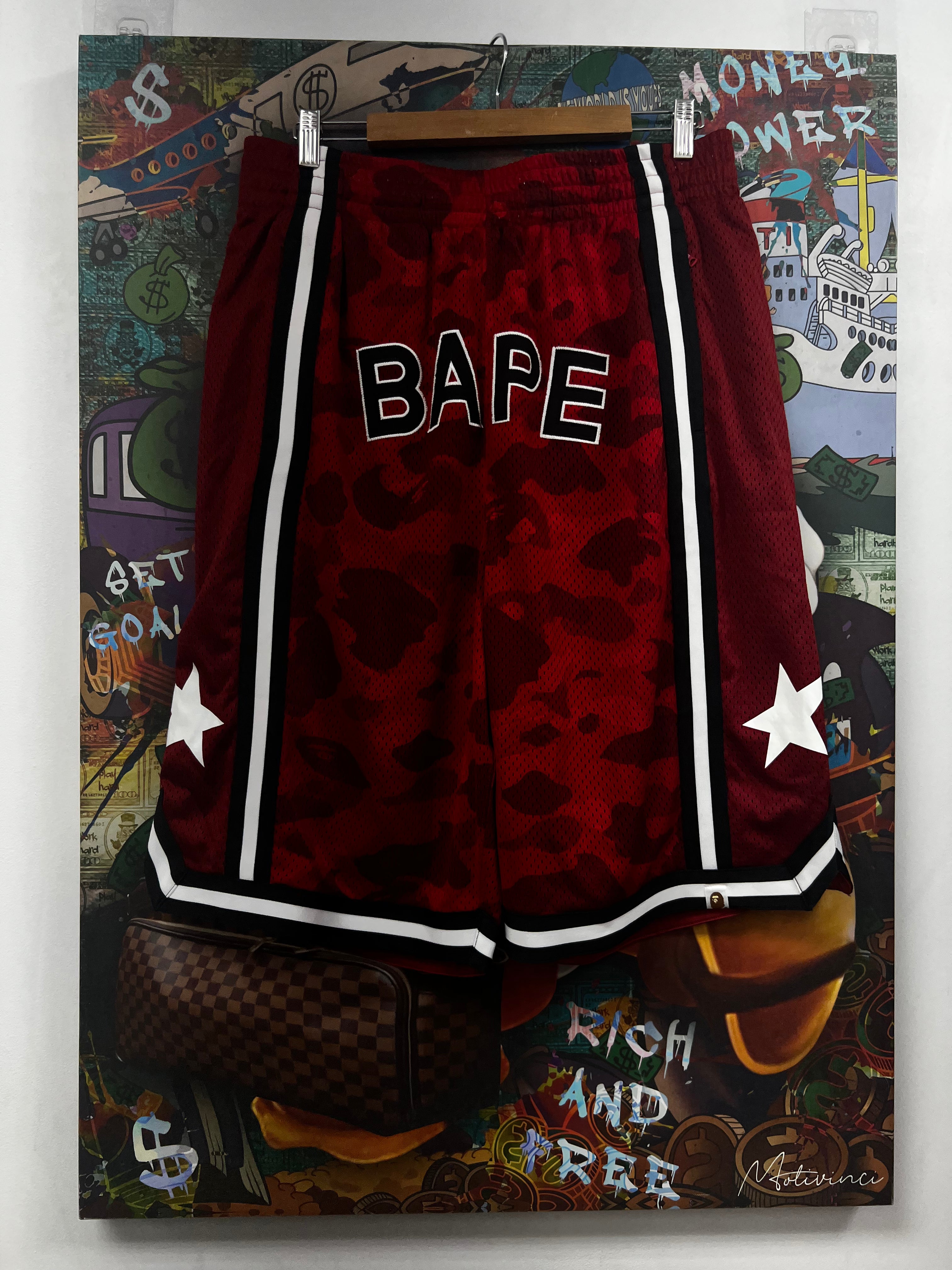 BAPE Red Camo Basketball Shorts