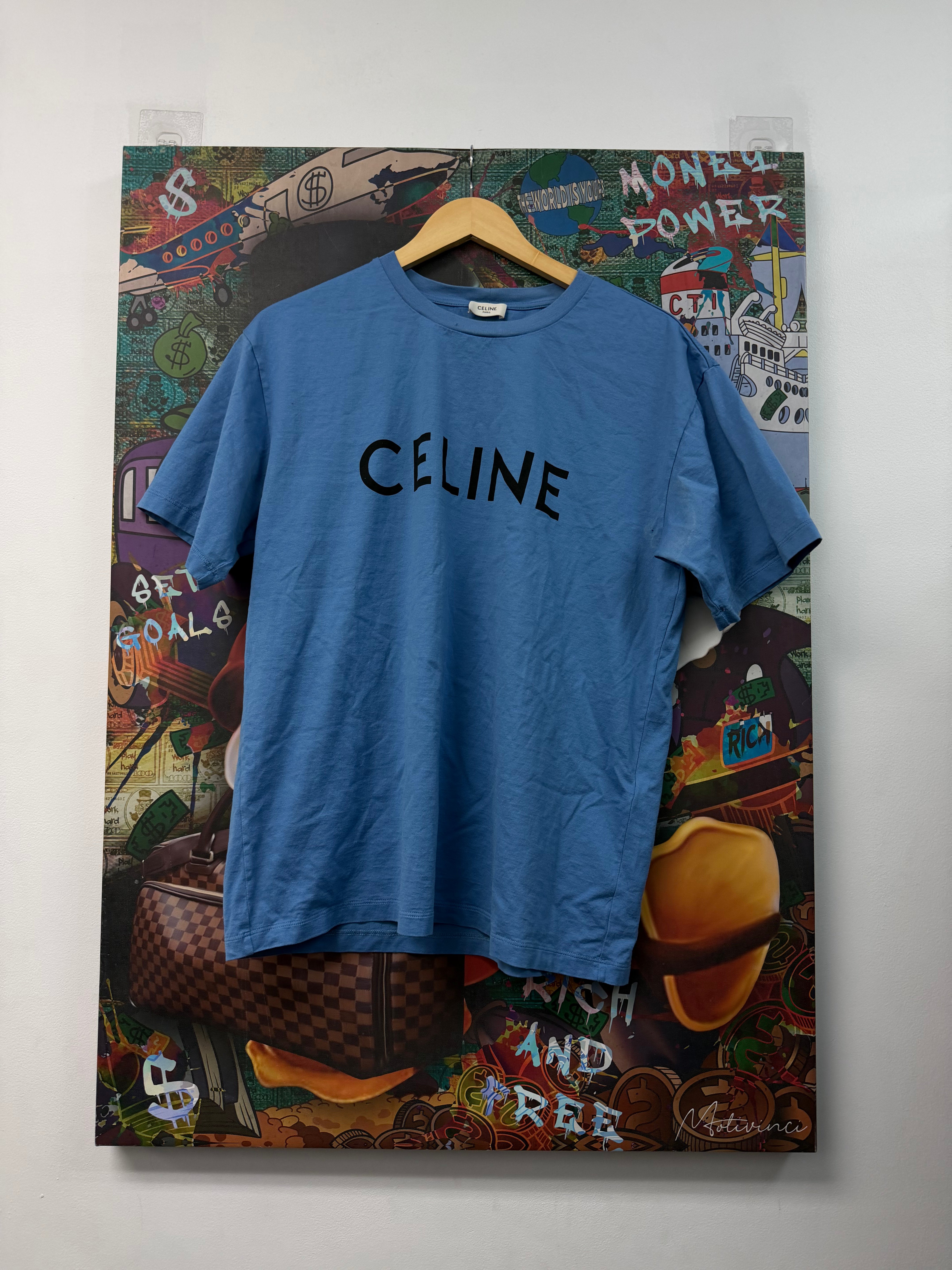 Celine Blue Black Logo Tee