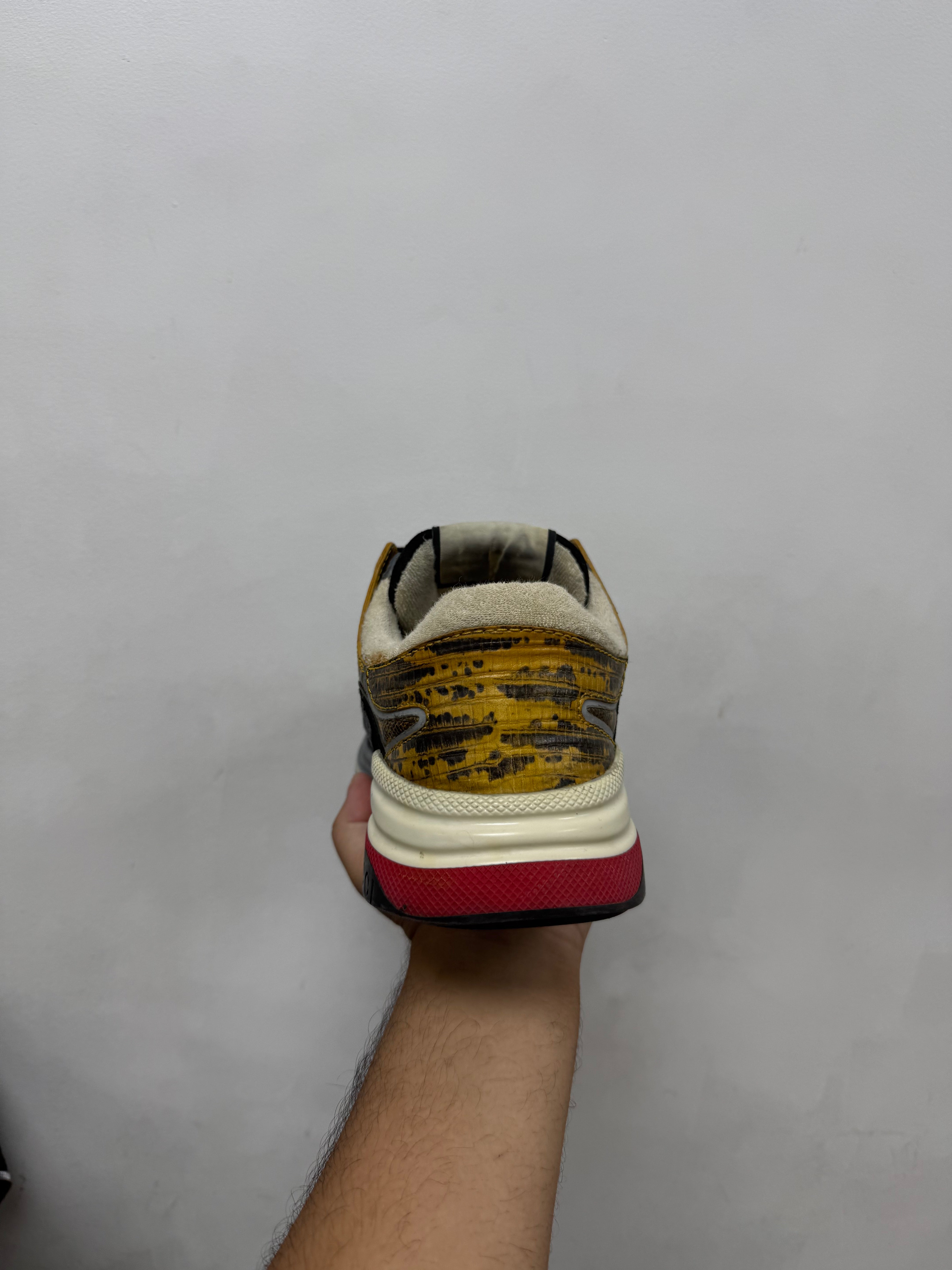 Gucci Black Yellow Snakeskin Sneakers