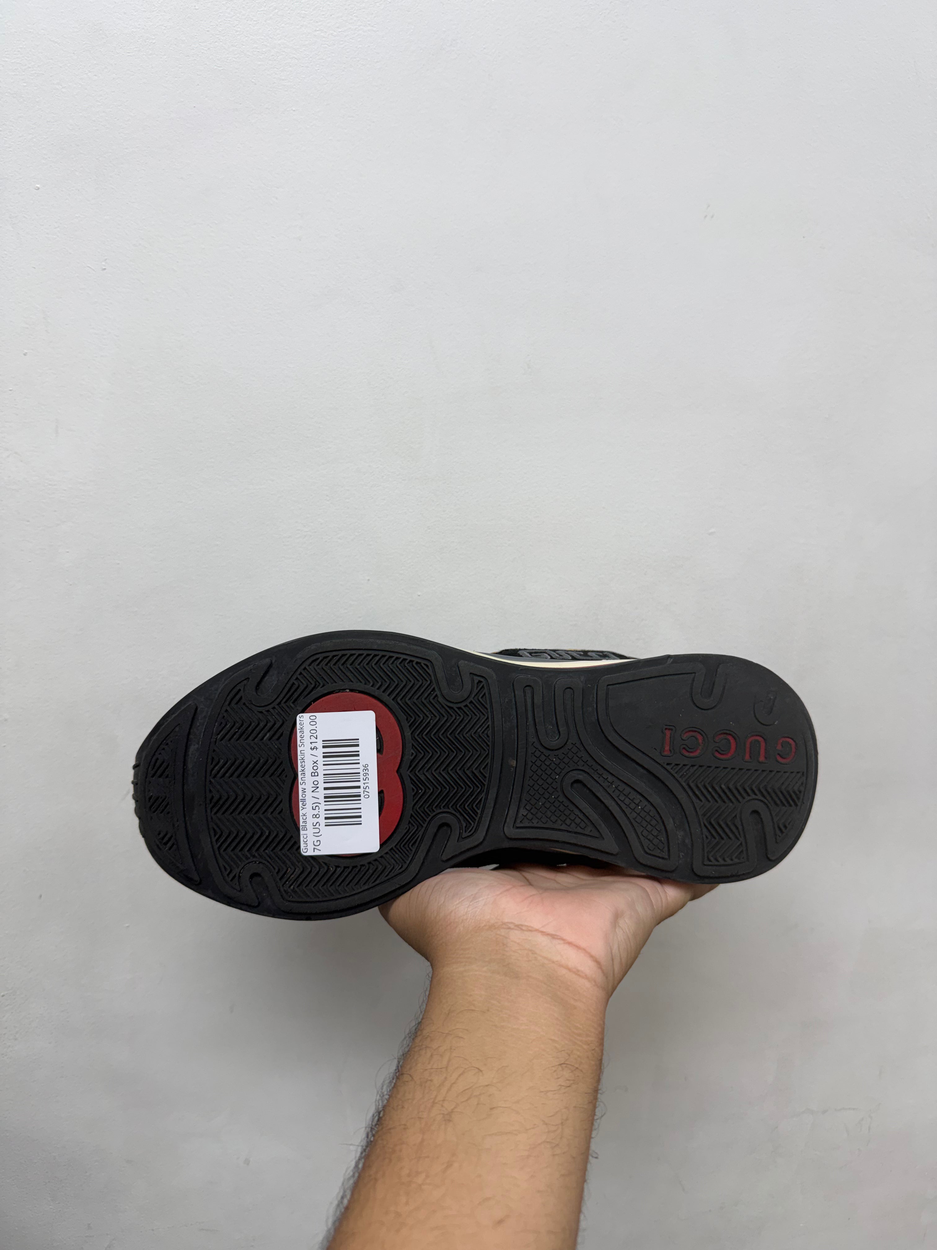 Gucci Black Yellow Snakeskin Sneakers