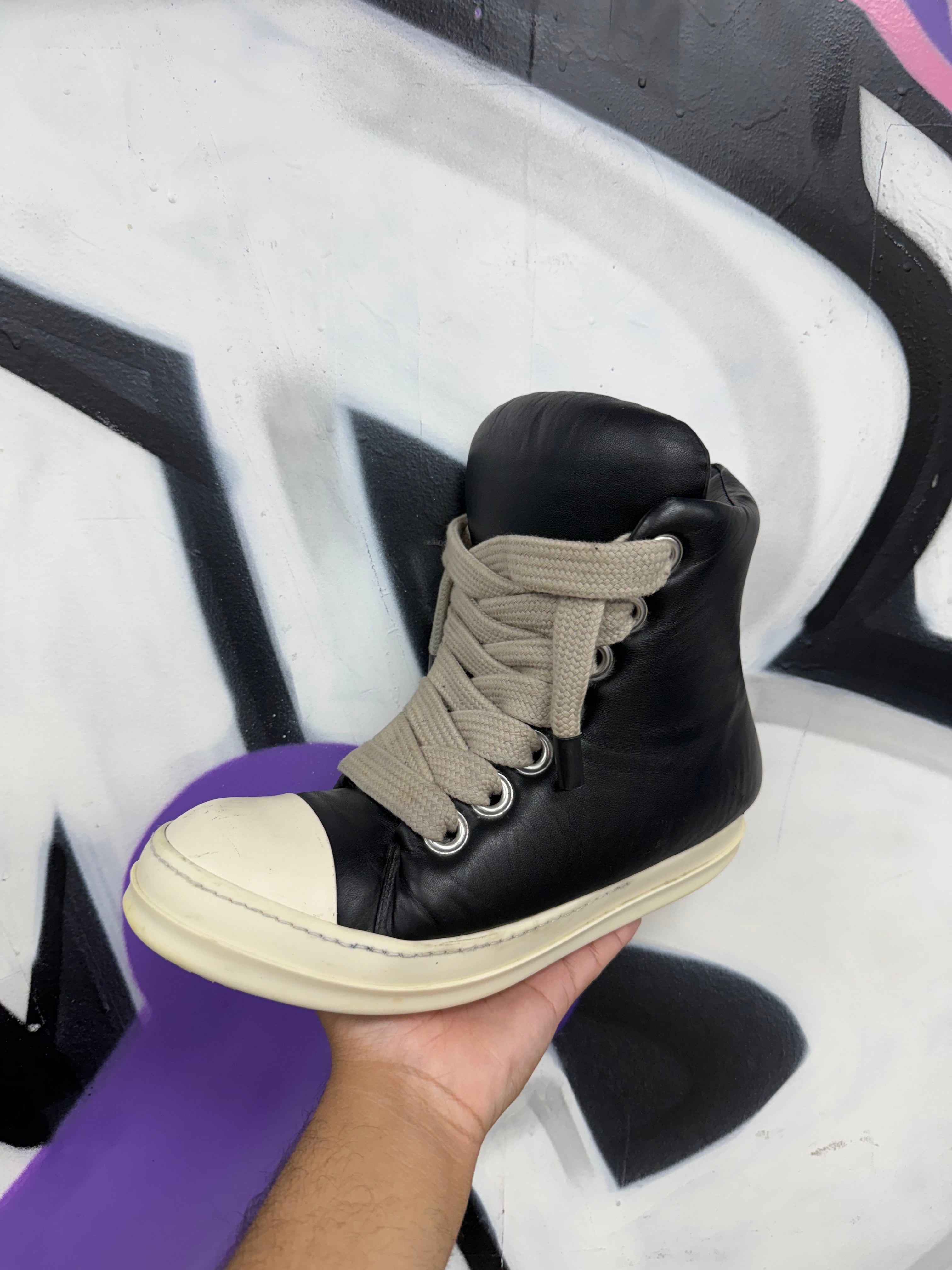 Rick Owens Mainline Padded Jumbo Lace Ramone High Sneakers