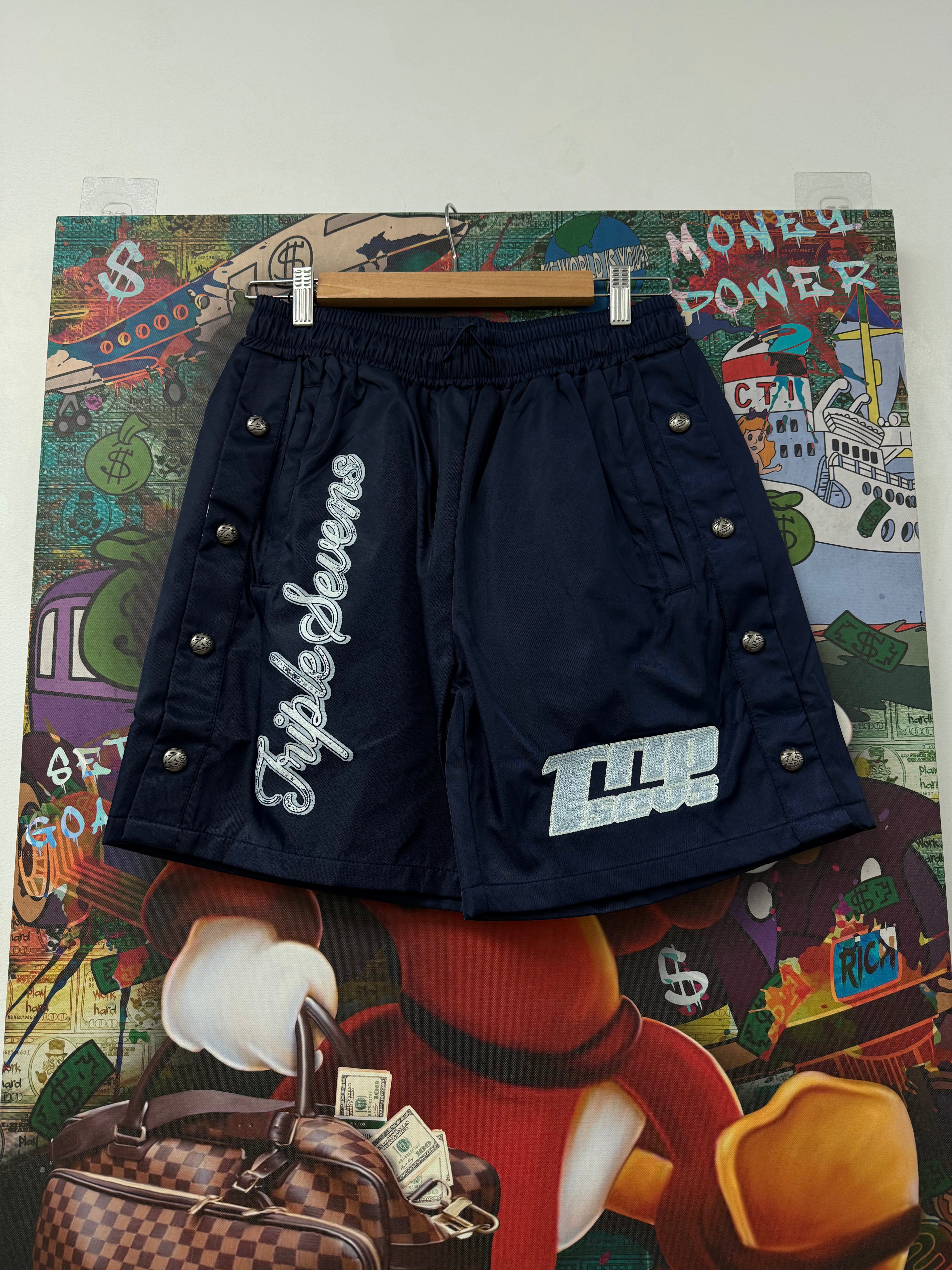 Triple Sevens 7 Nylon Shorts Navy Blue