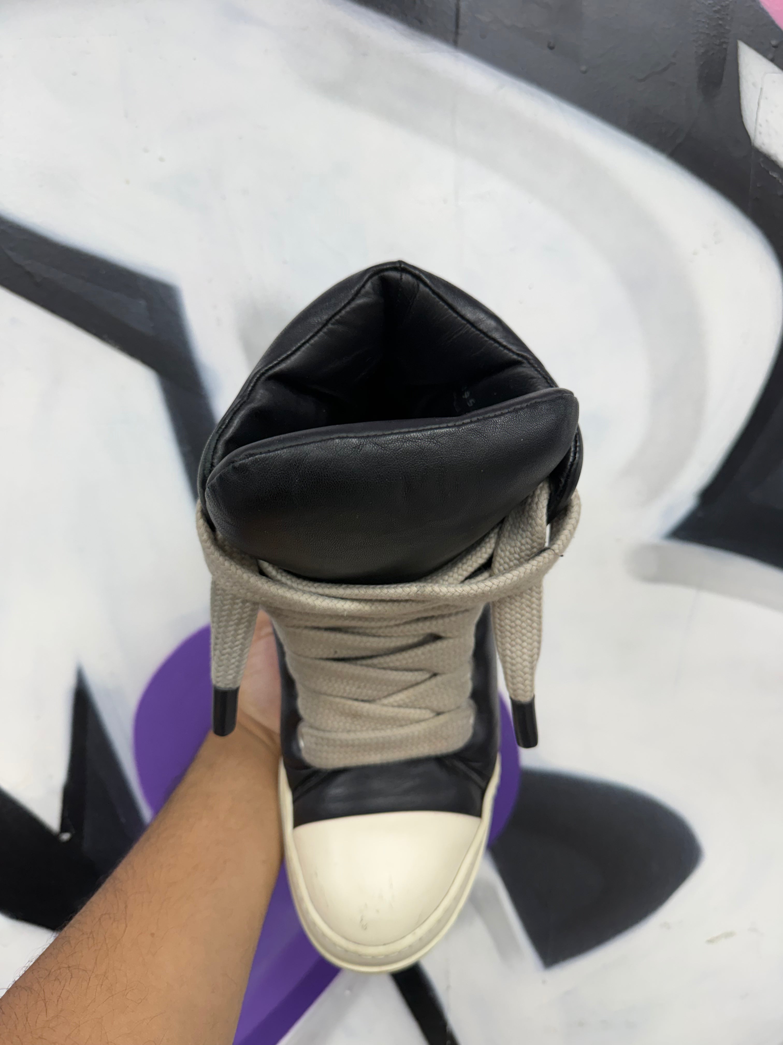 Rick Owens Mainline Padded Jumbo Lace Ramone High Sneakers