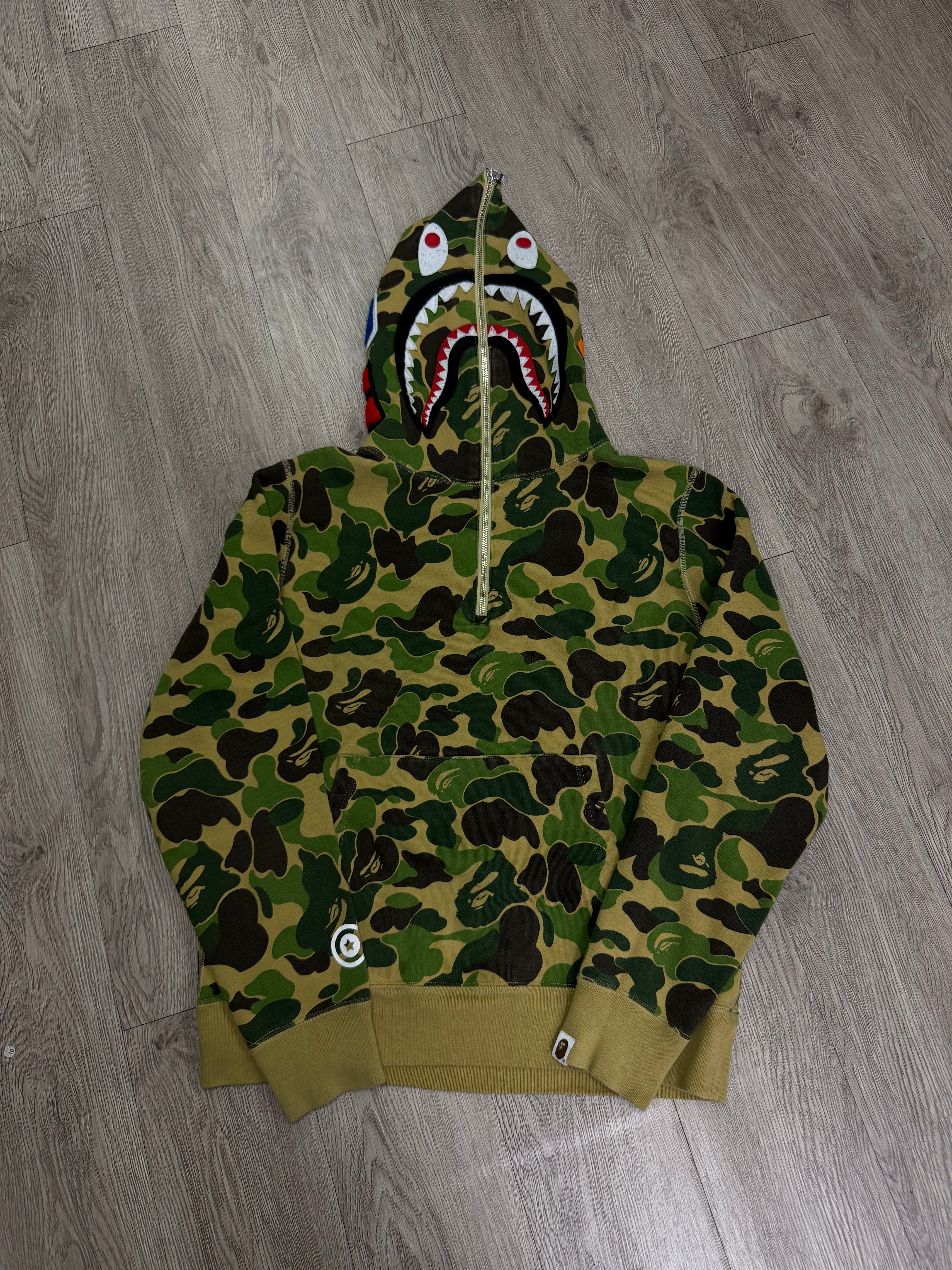 BAPE Green Camo Shark Zip Up Hoodie