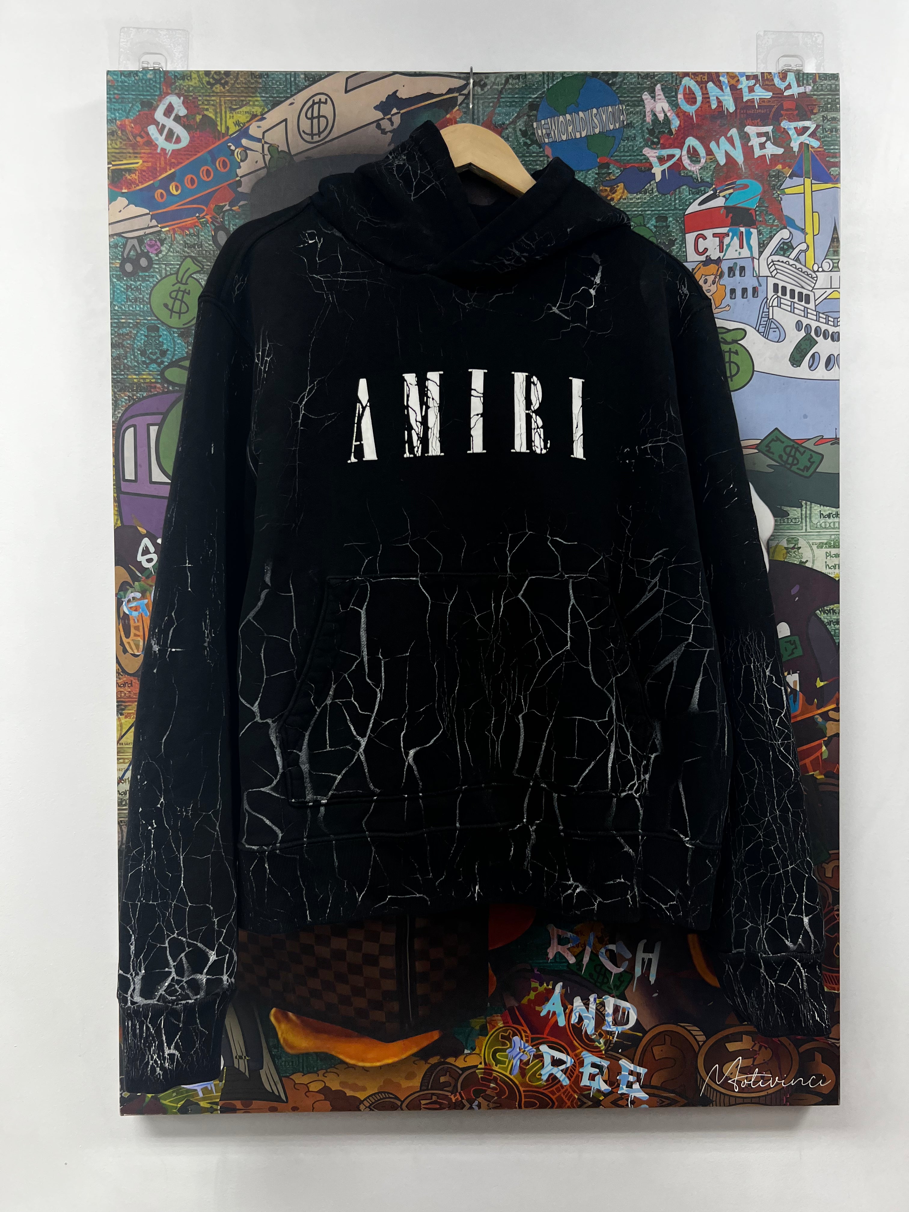 Amiri Black White Thunder Hoodie