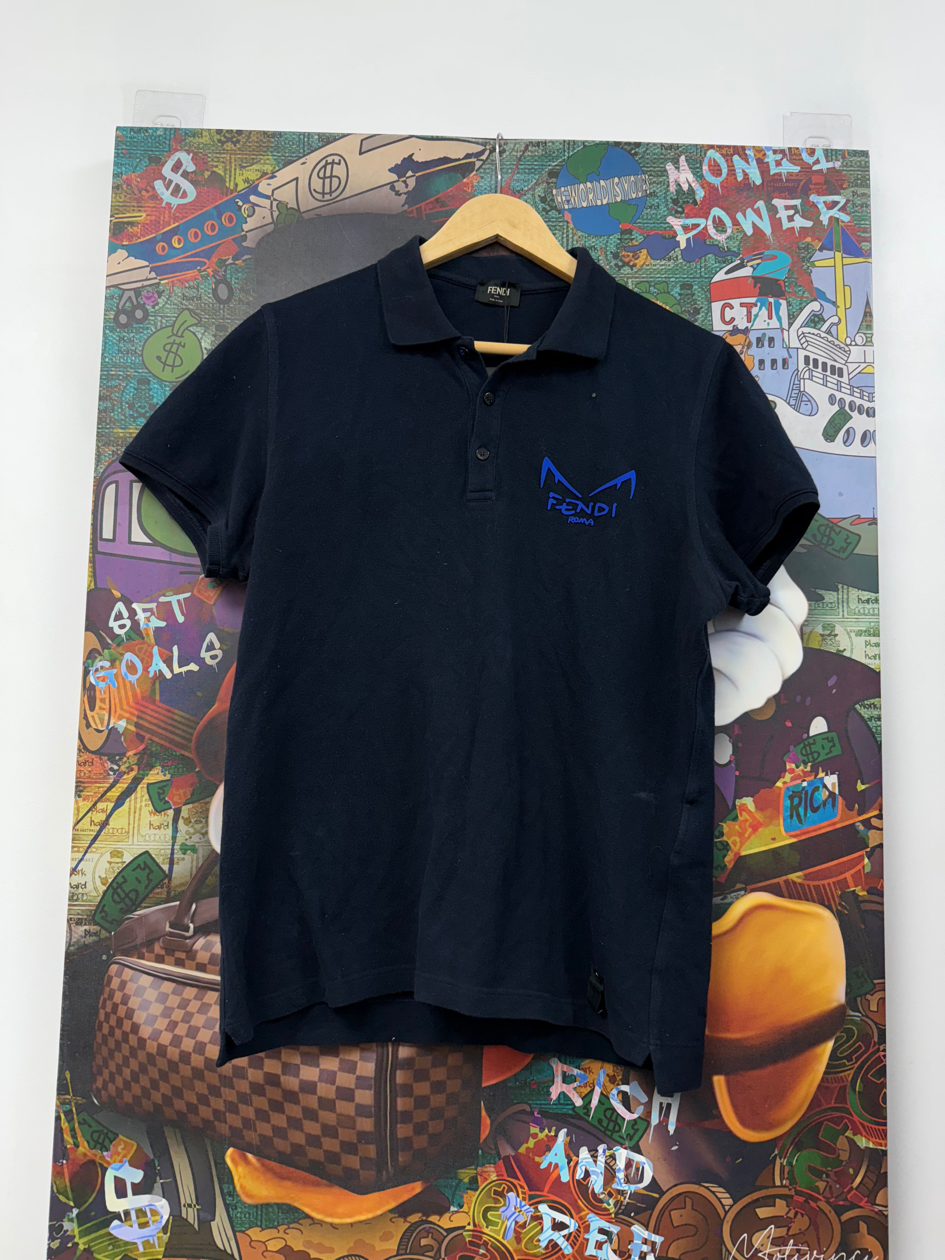 Fendi Black Blue Roma Eye Monster  (48) Polo
