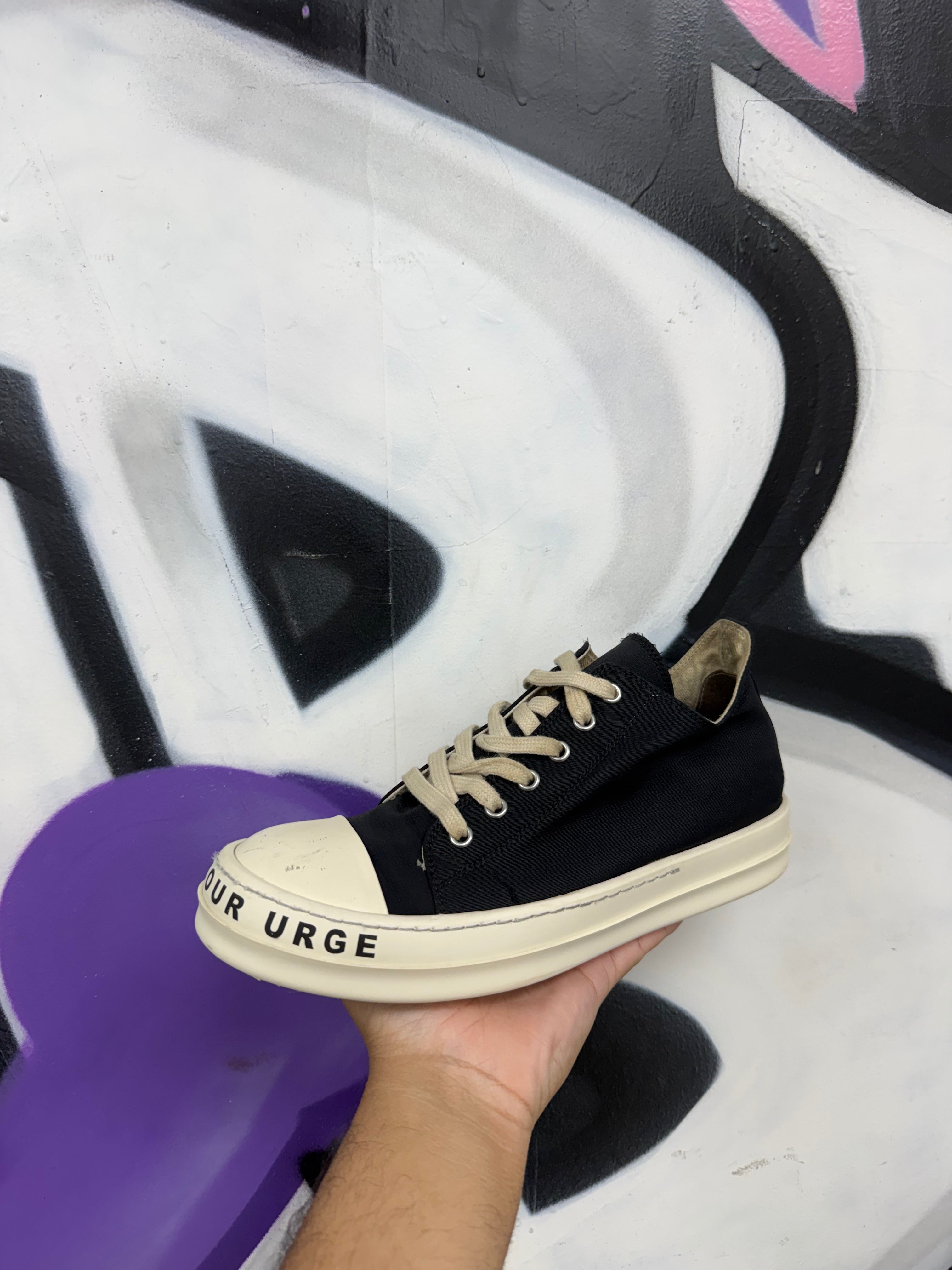 Rick Owens Black & Milk 'DKSHDW' Nylon Ramone Low Sneakers