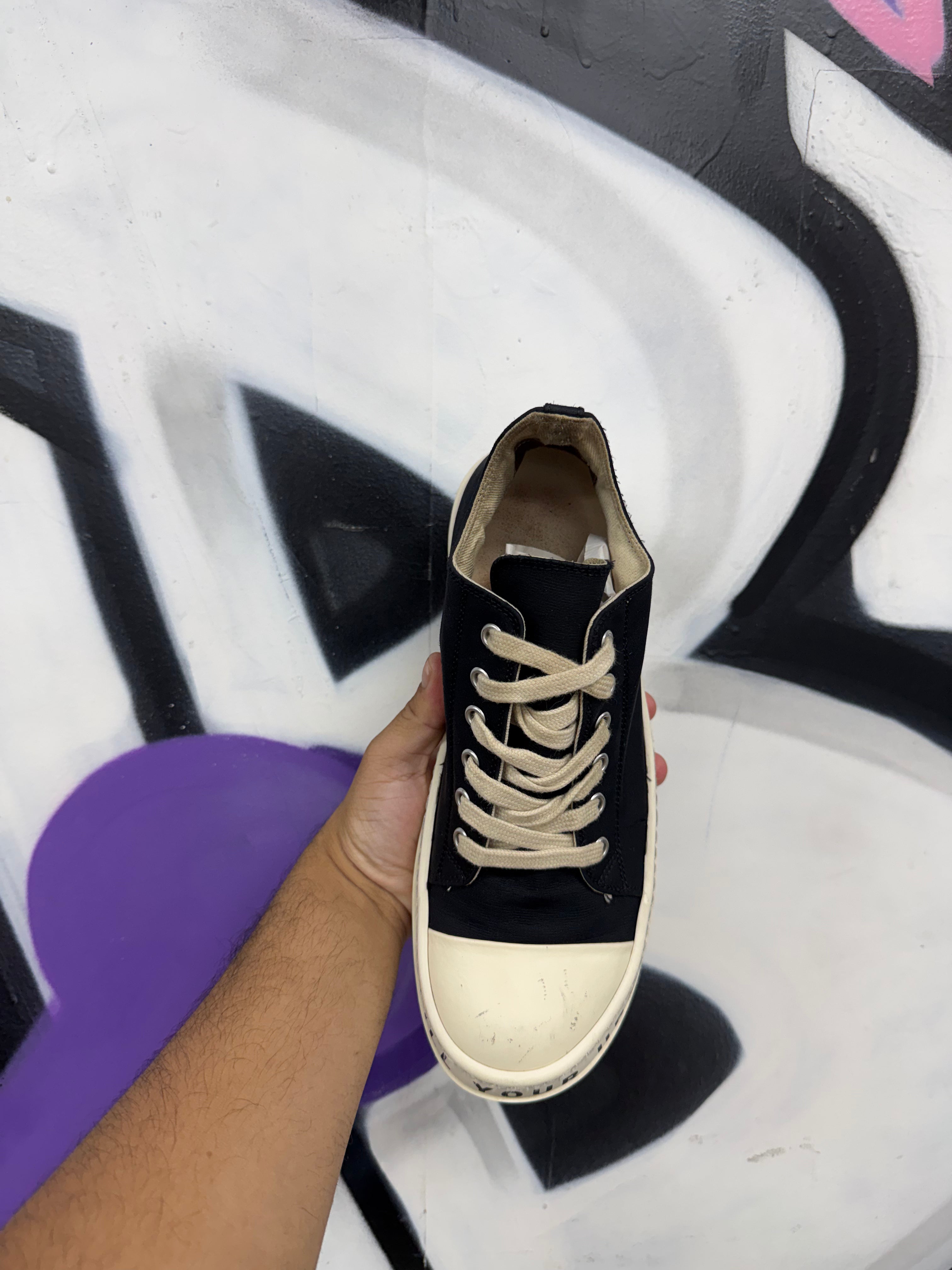 Rick Owens Black & Milk 'DKSHDW' Nylon Ramone Low Sneakers