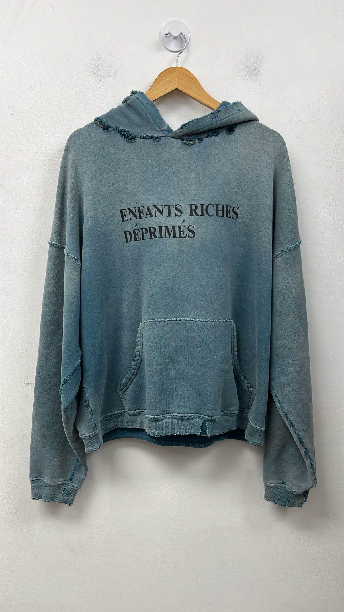 ENFANTS RICHES DÉPRIMÉS Teal Distessed Chest Logo Hoodie