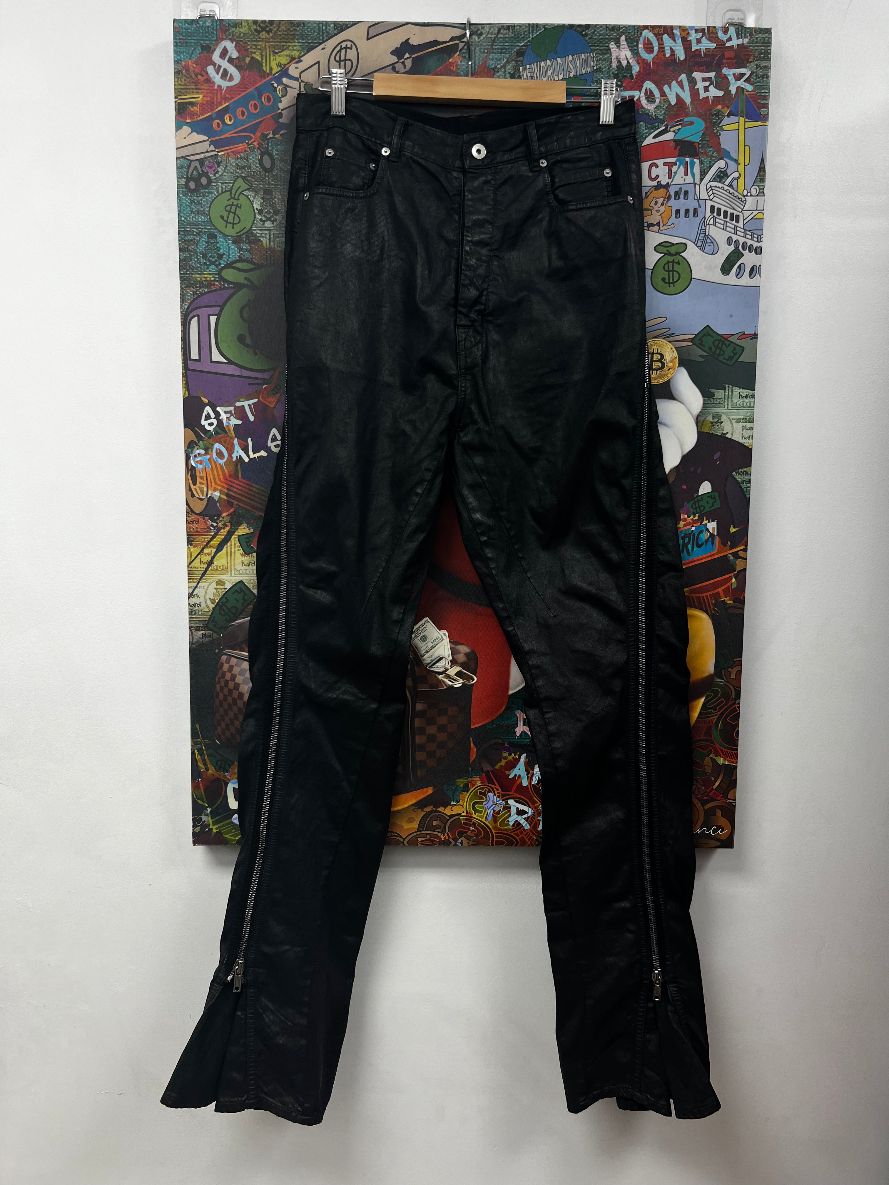 Rick Owens Black Waxed Bolan Jeans